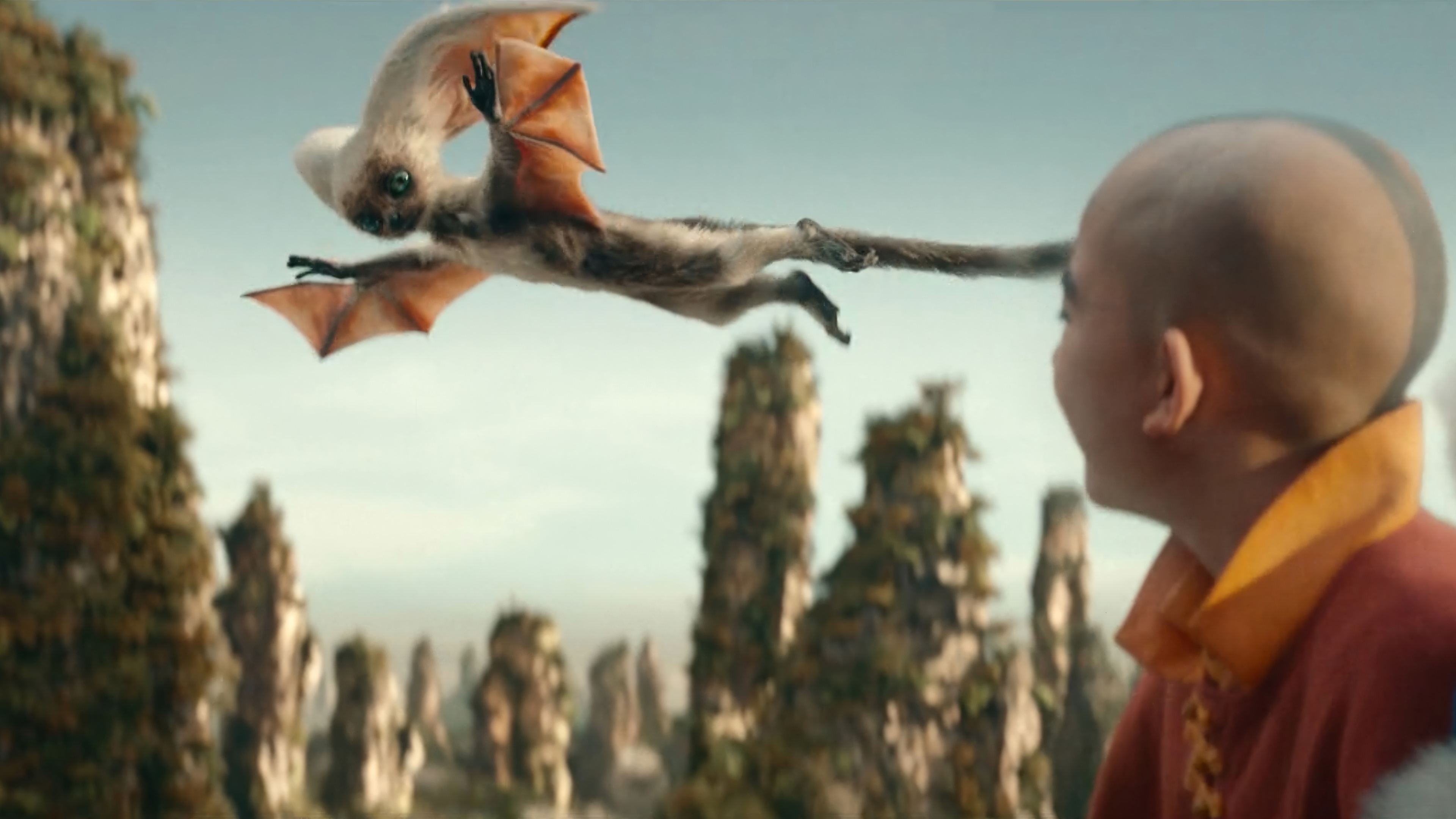 Aang and a flying creature in Avatar: The Last Airbender 4K HD Wallpaper
