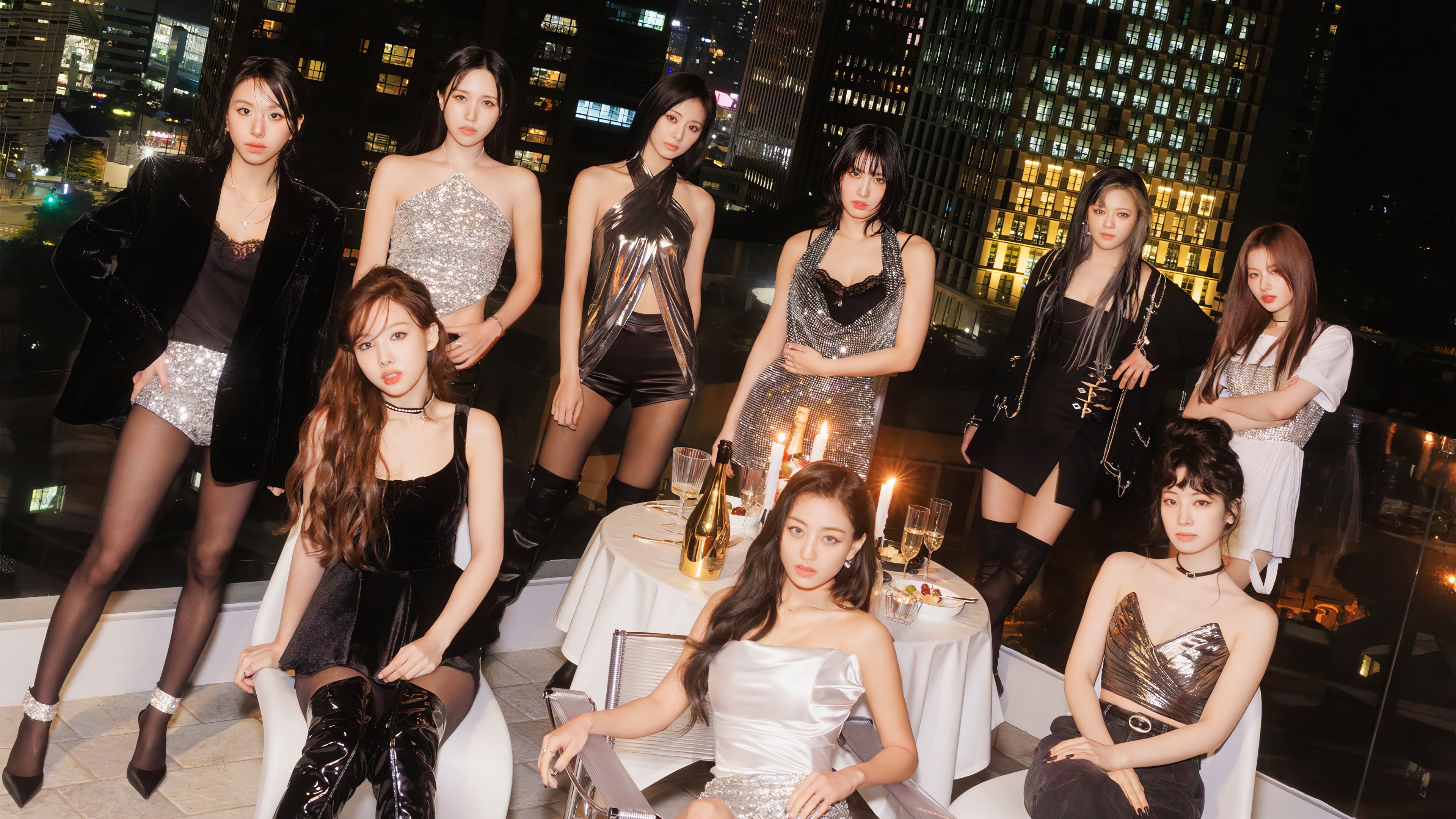 TWICE Kpop group posing for "With You-th" 4K HD Wallpaper