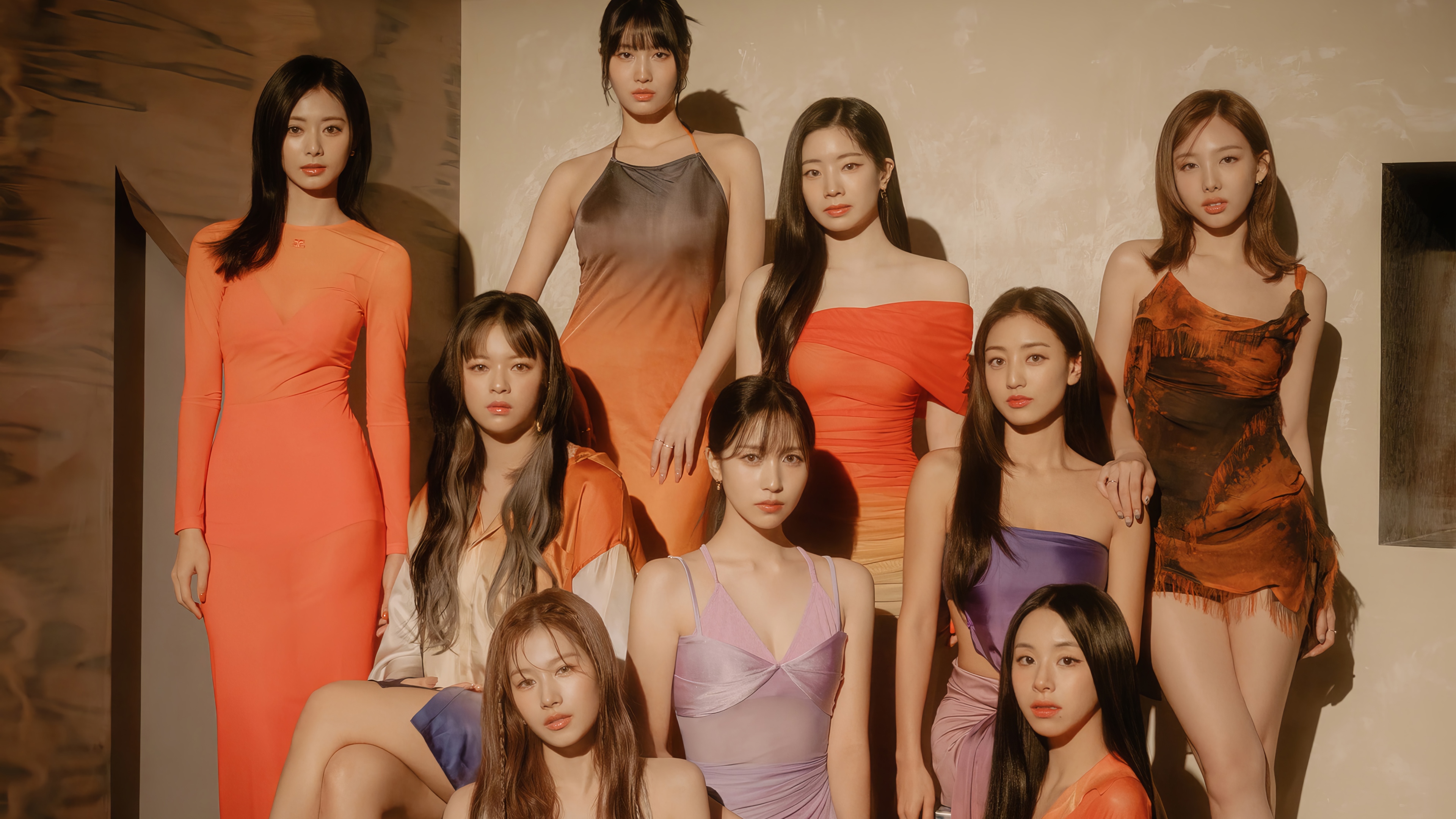 TWICE Kpop group members posing HD Wallpaper