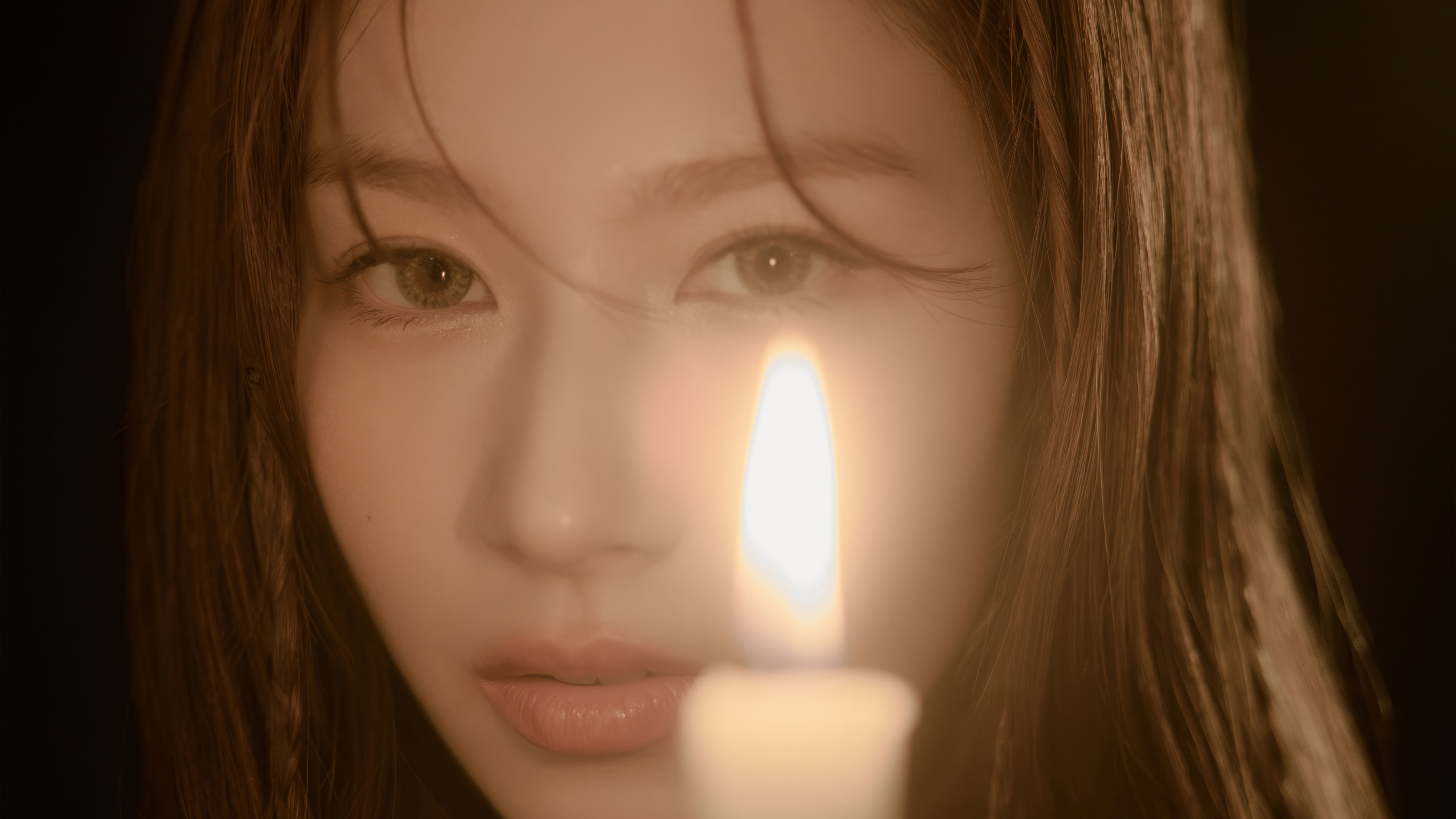 Sana from TWICE with a candle HD Wallpaper