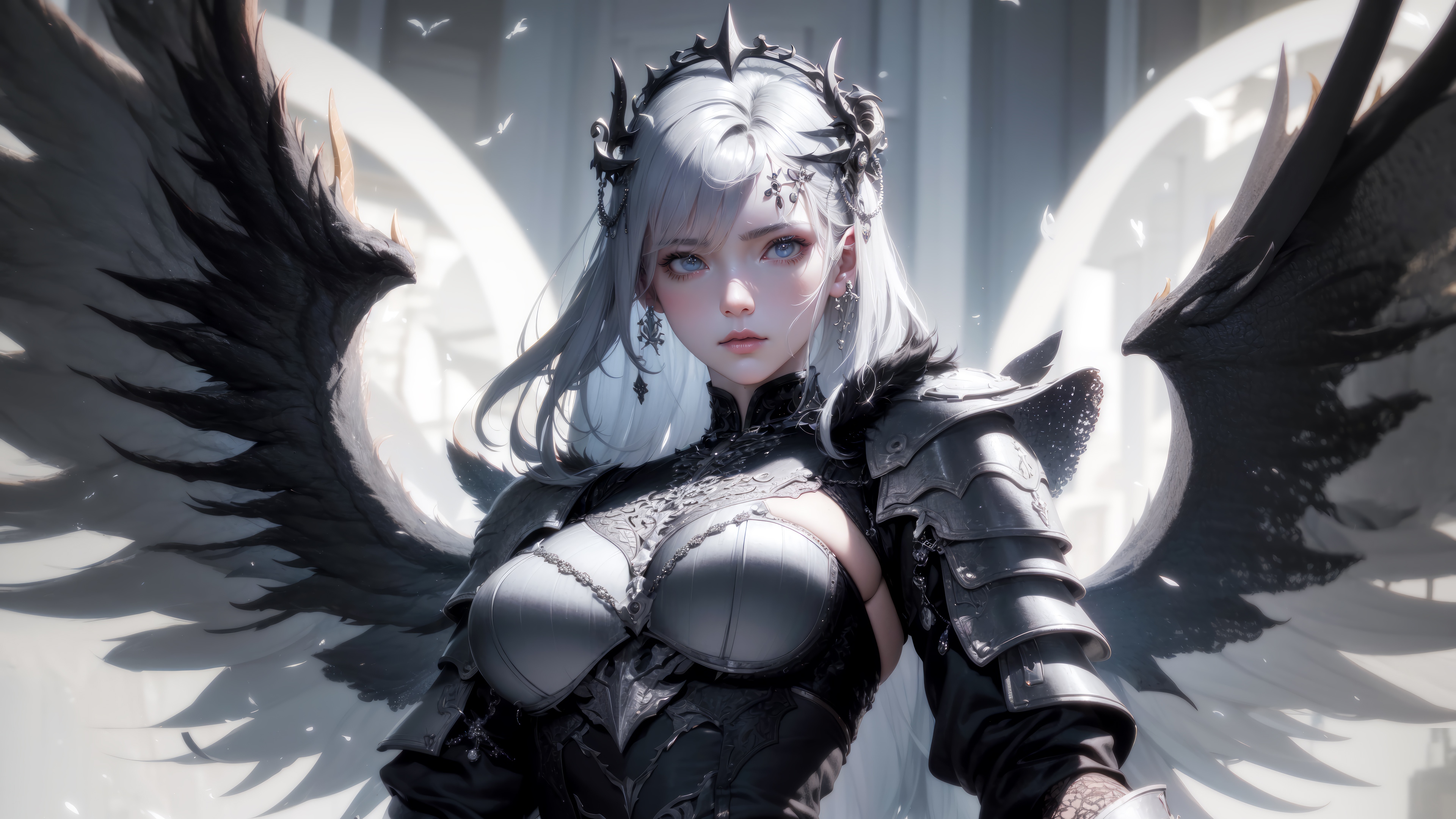 Fantasy Angel Warrior Anime Girl 4K HD Wallpaper