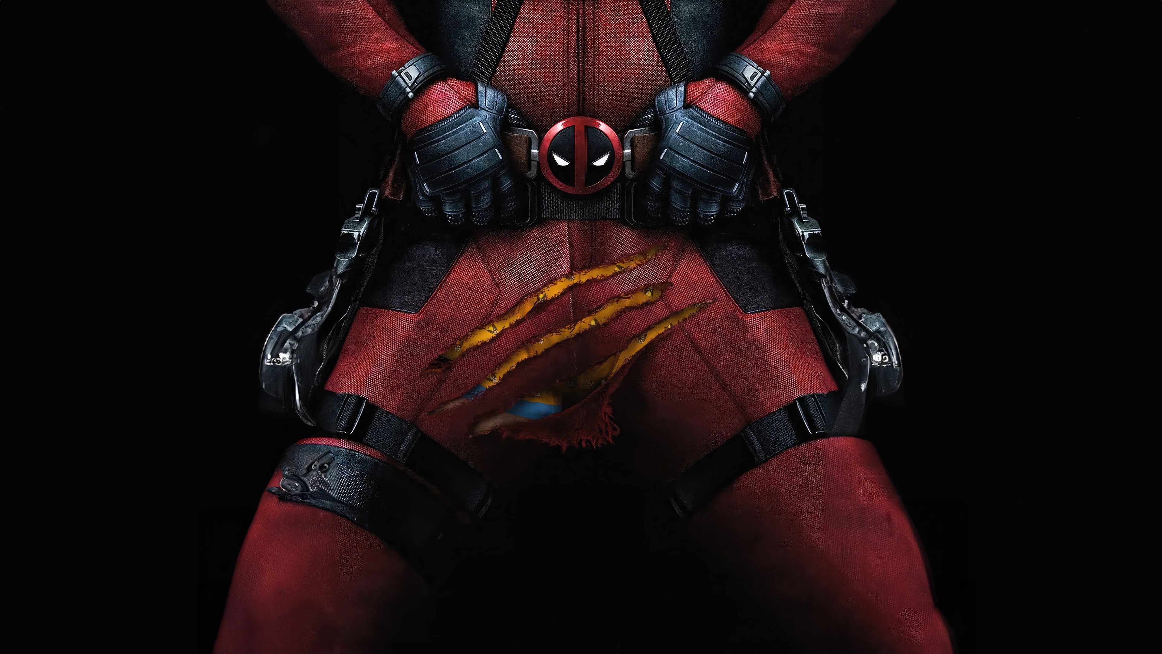 Deadpool costume with claw marks HD Wallpaper