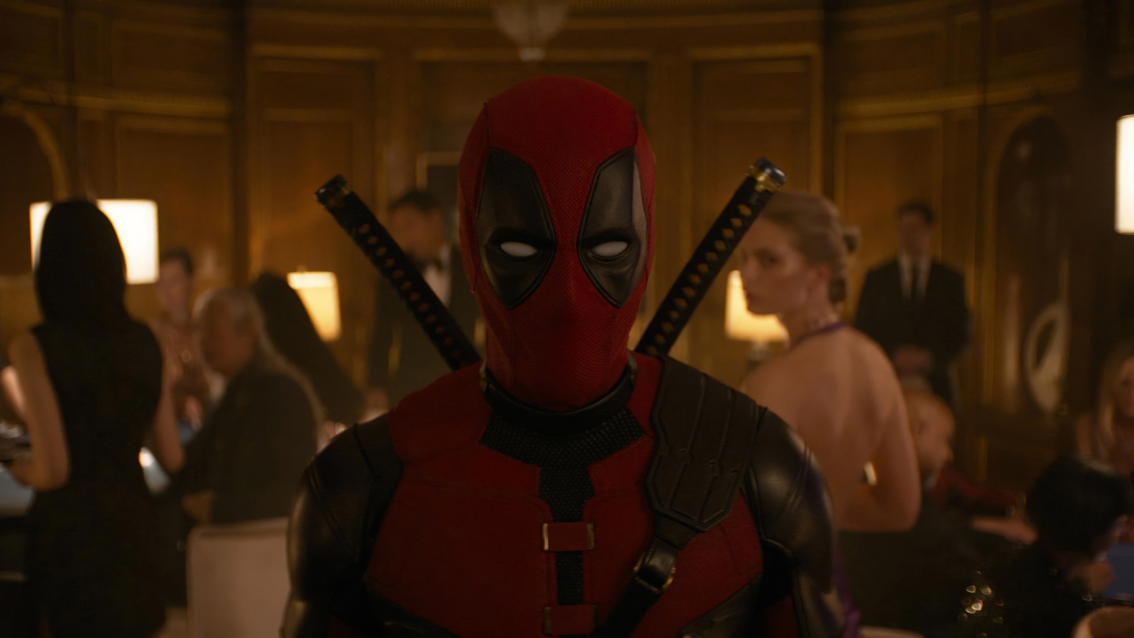 Deadpool in a casino with swords HD Wallpaper