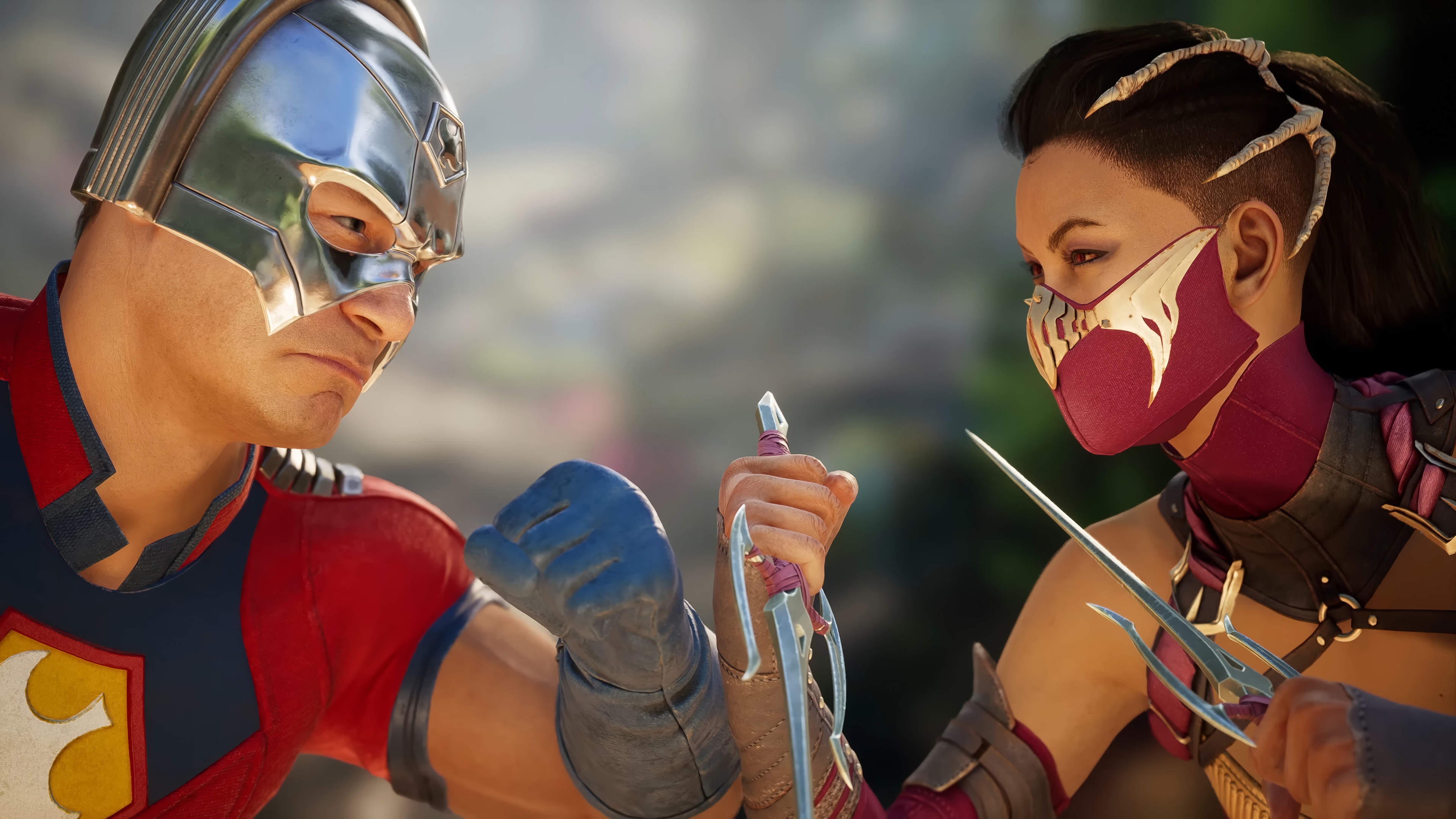 Peacemaker and Mileena from Mortal Kombat 1 4K HD Wallpaper