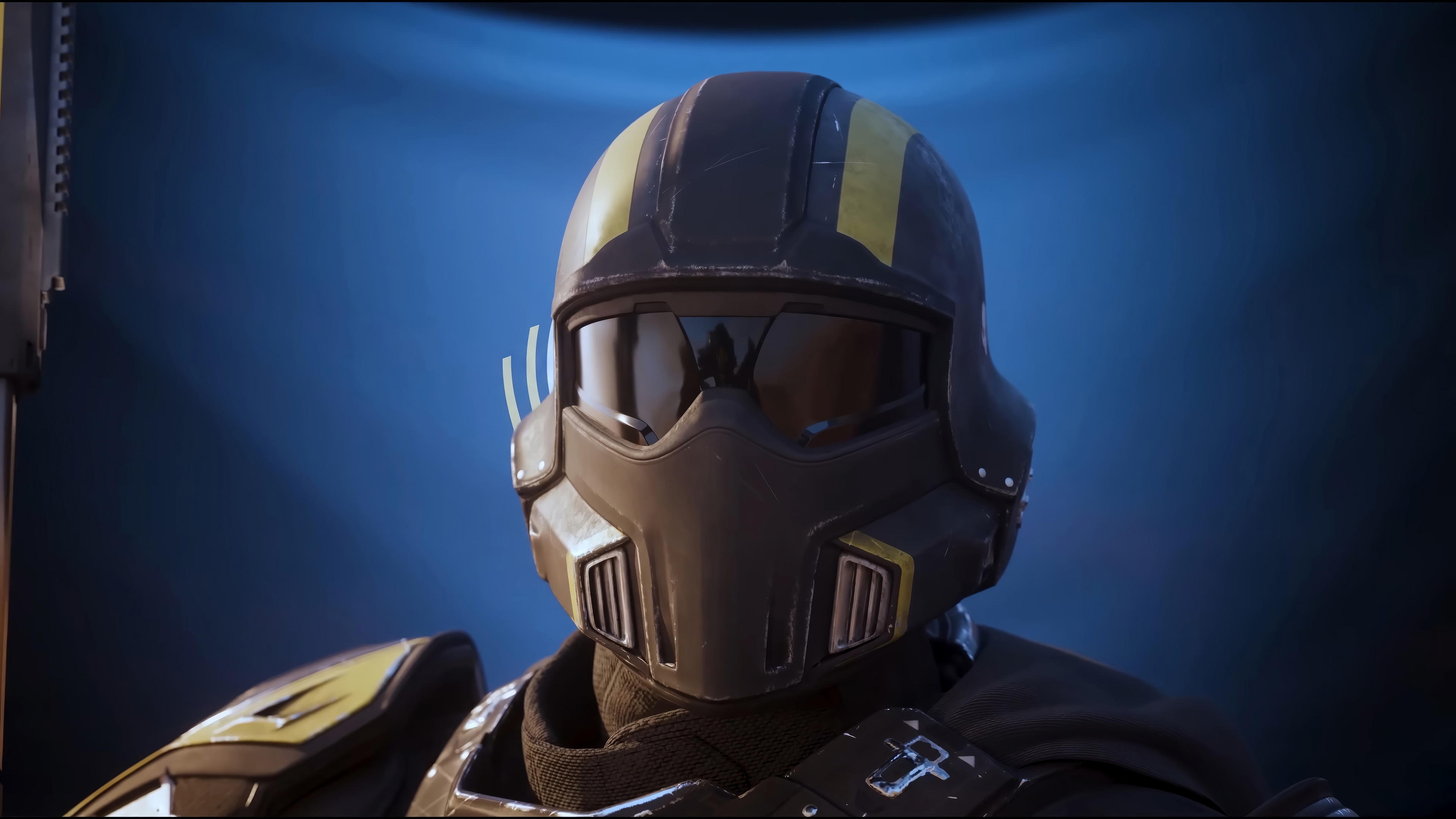 Helldivers 2 Soldier in Black and Yellow Armor HD Wallpaper
