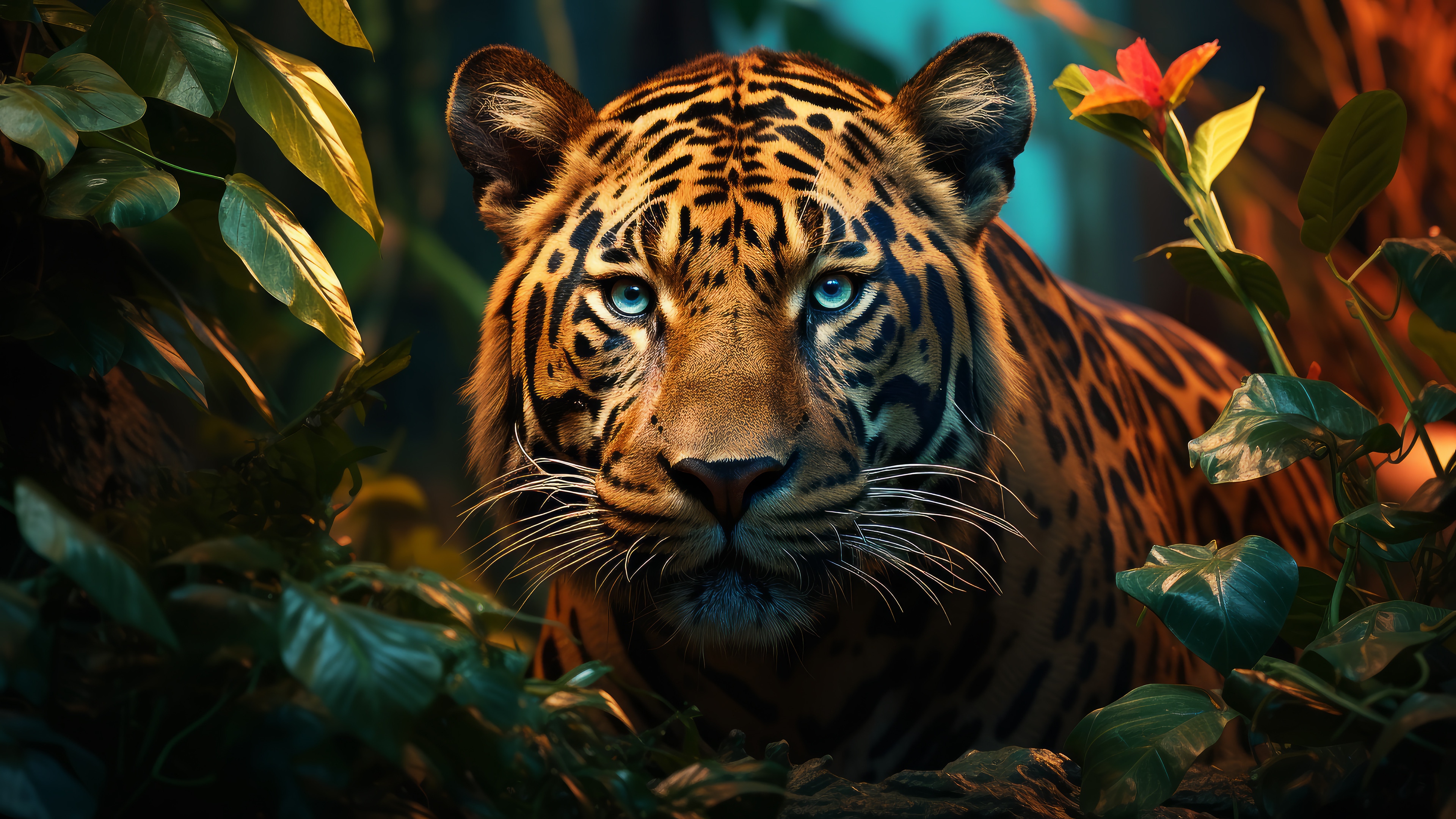 Tiger in a lush forest 4K HD Wallpaper