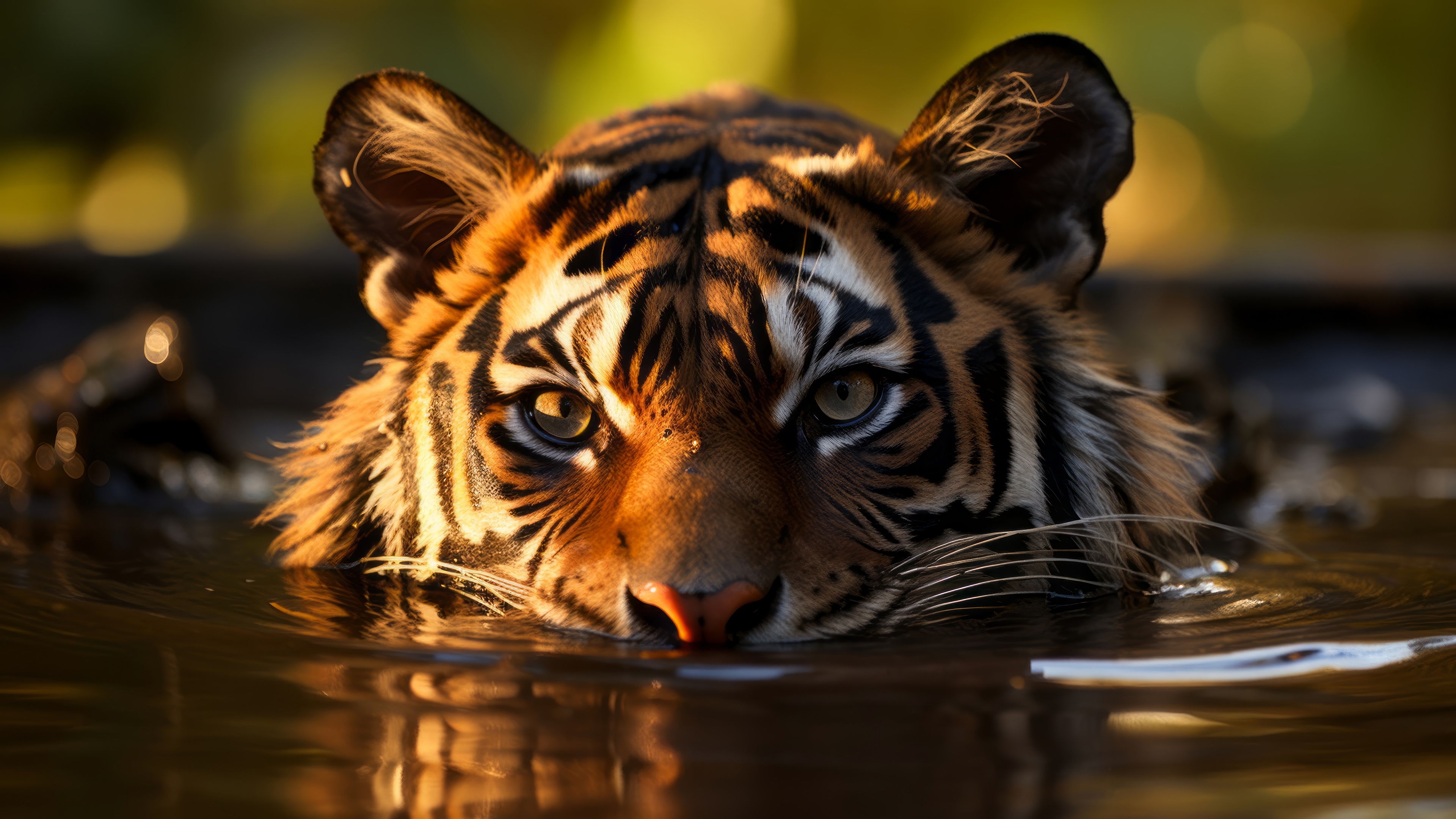 Tiger in water, 4K HD Wallpaper