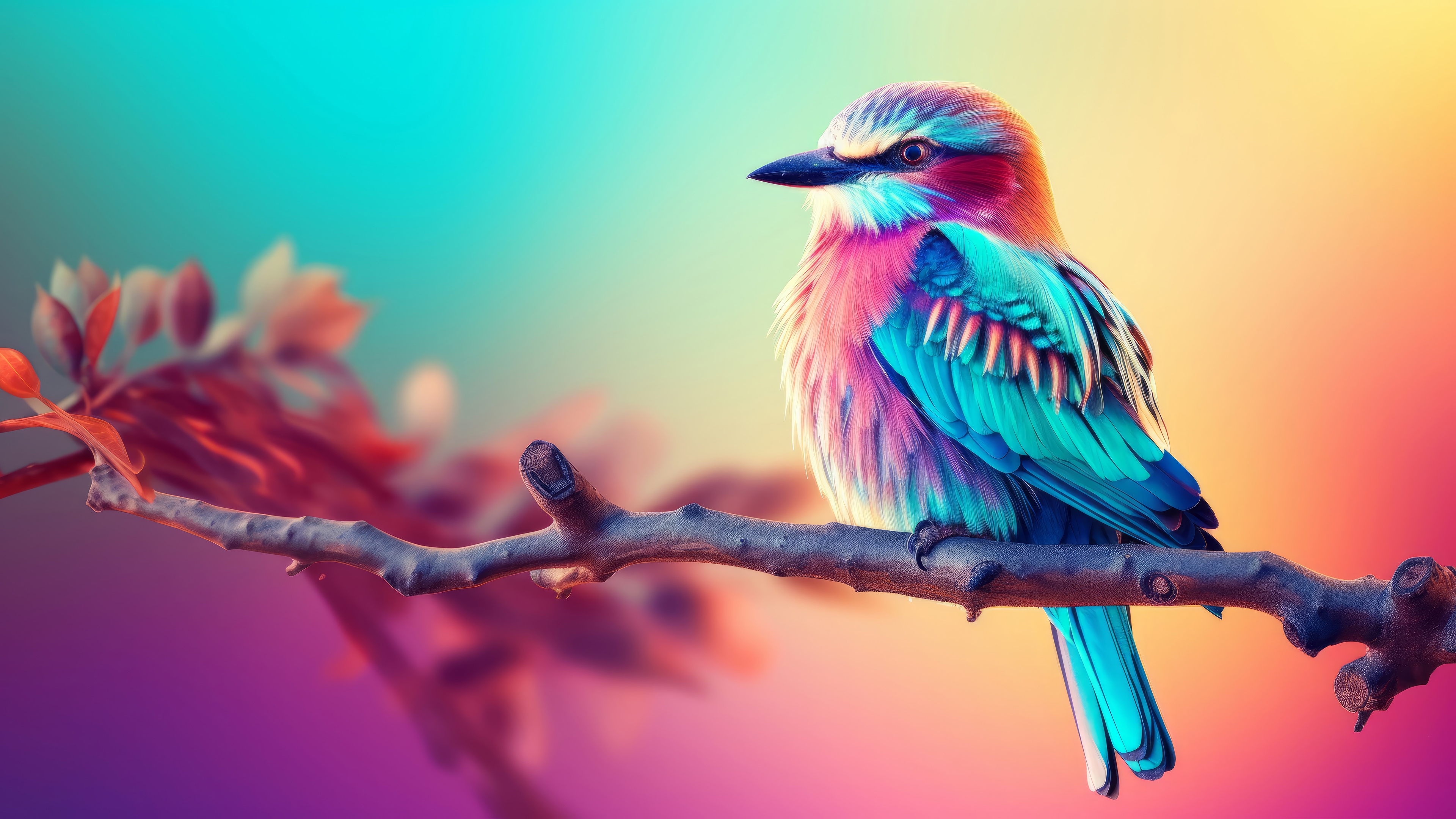 Colorful Bird on a Branch 4K HD Wallpaper