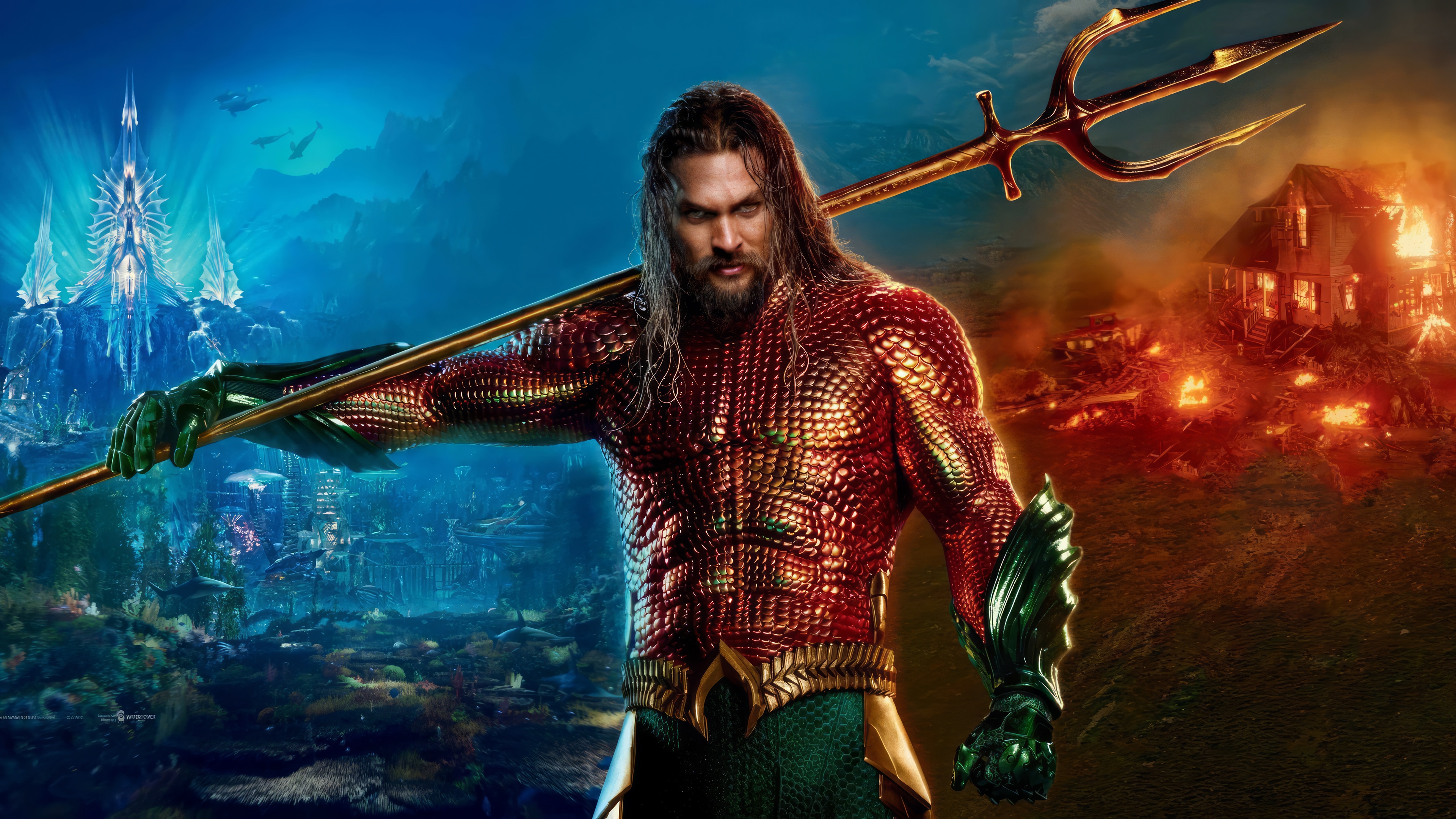 Aquaman with Trident in 4K HD Wallpaper