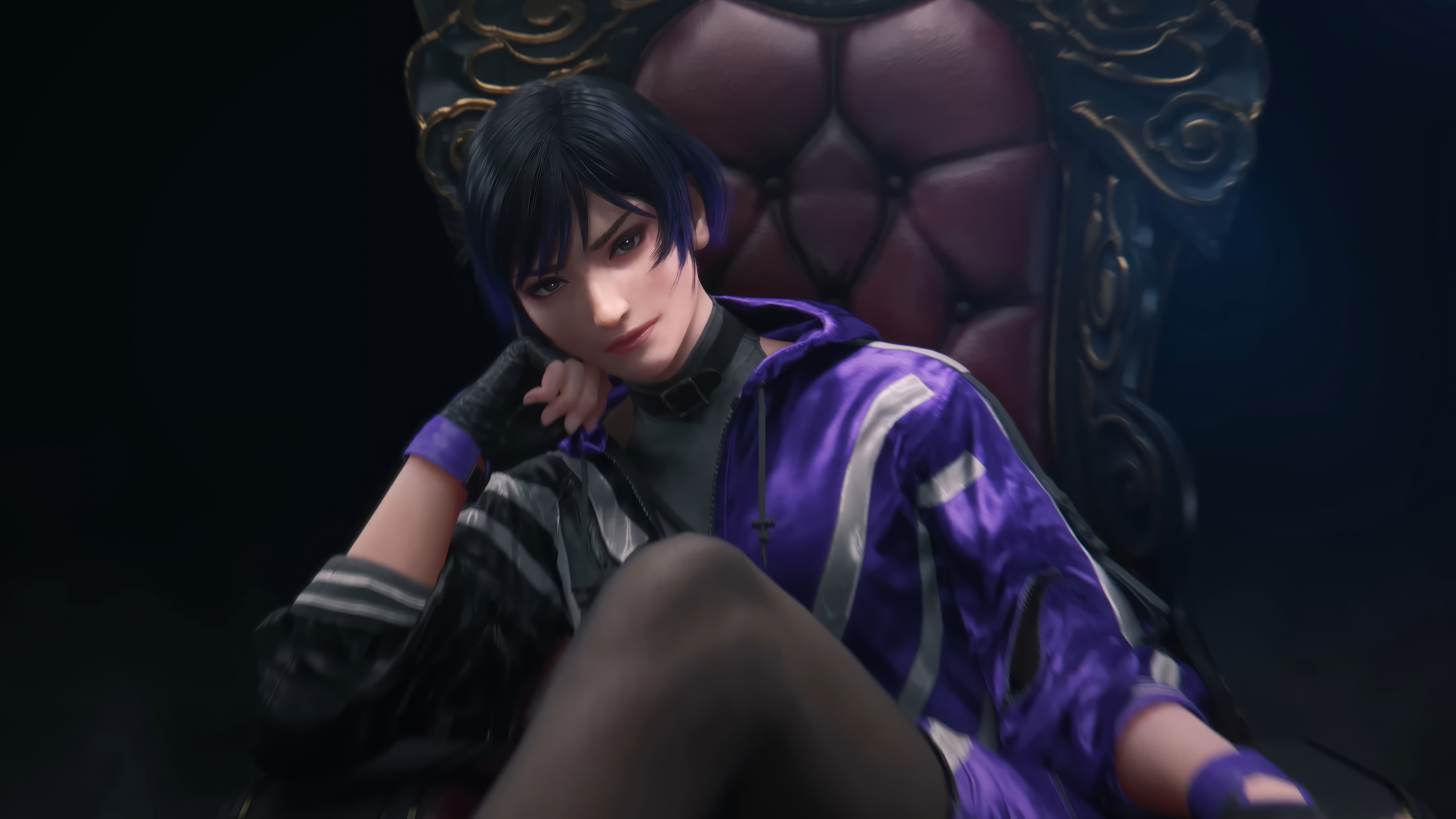 Reina from Tekken 8 sitting on a throne HD Wallpaper