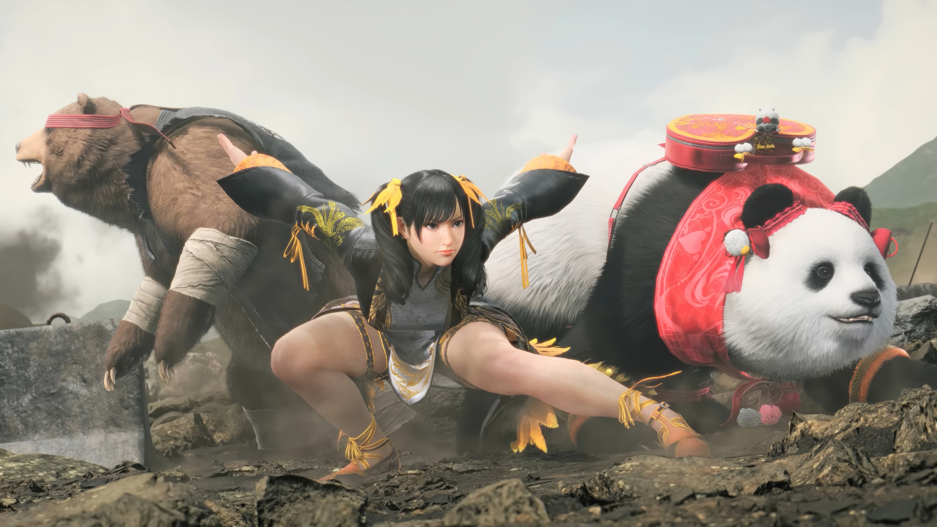 Ling Xiaoyu, Kuma, and Panda in Tekken 8 4K HD Wallpaper