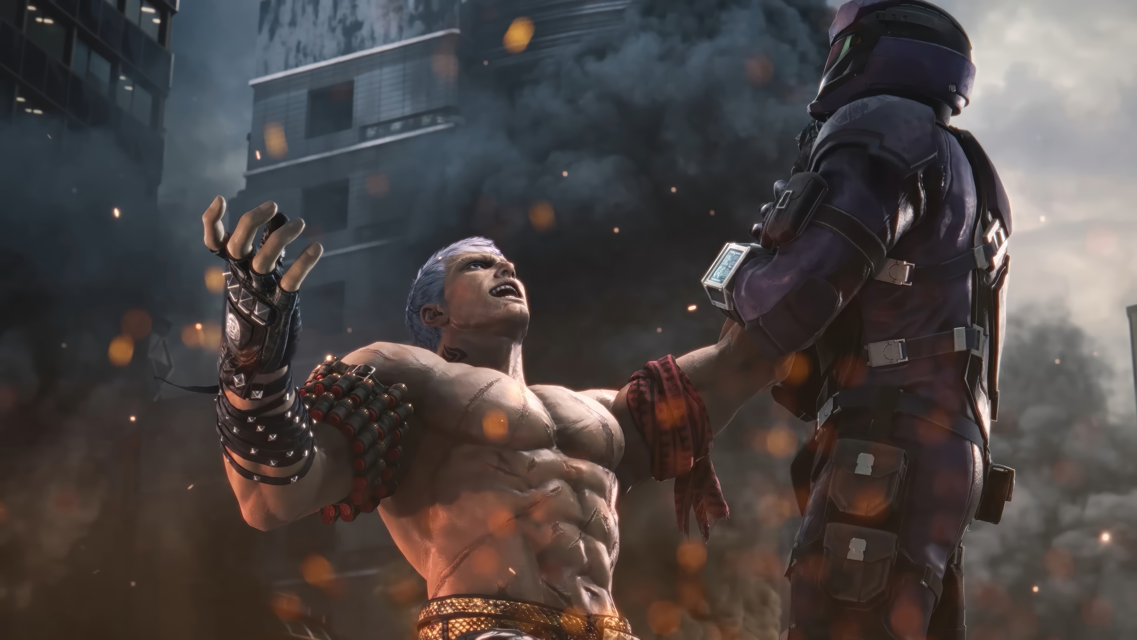 Brian Fury and a soldier in Tekken 8 4K HD Wallpaper