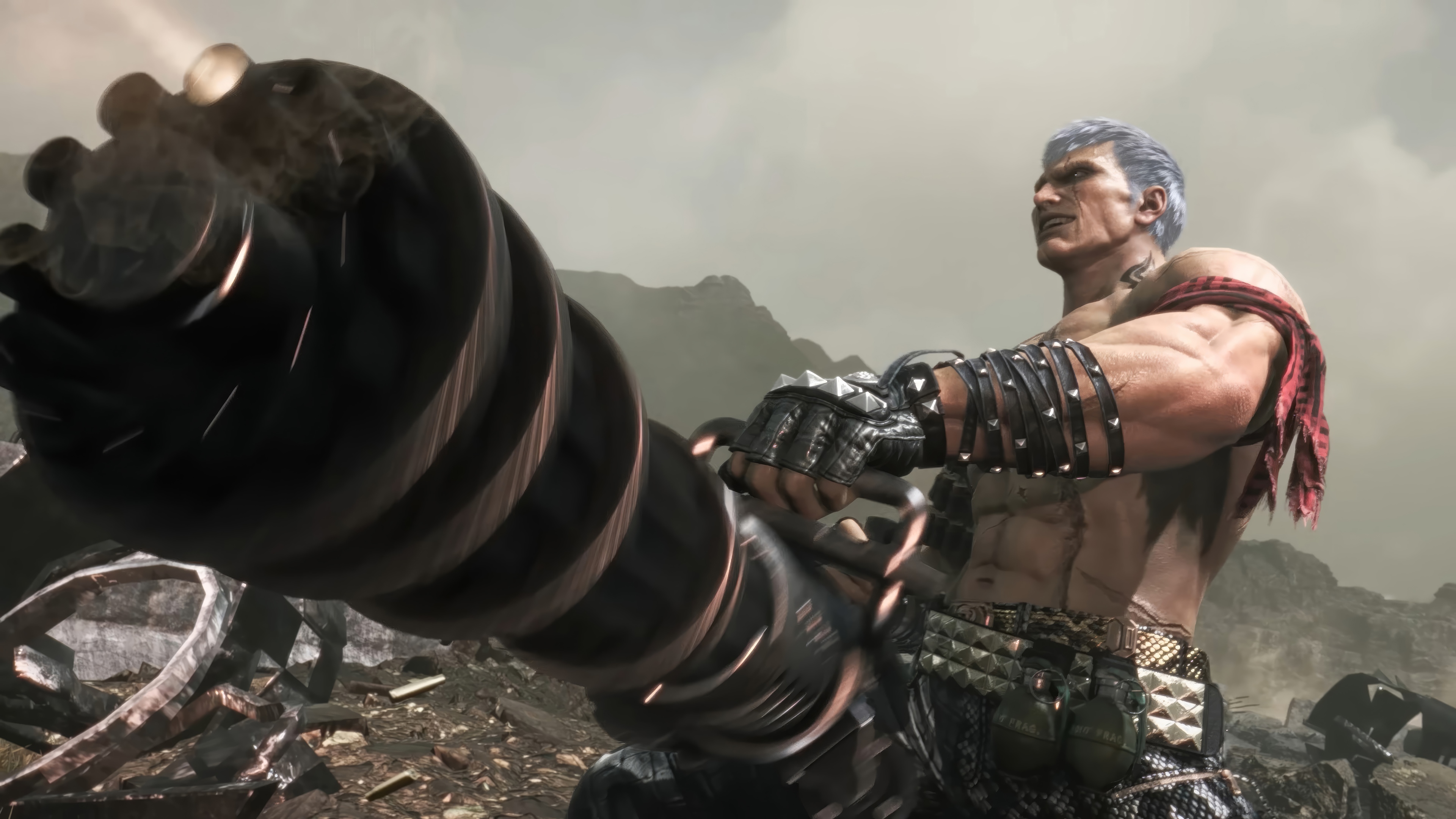 Brian Fury with a large drill in Tekken 8 4K HD Wallpaper