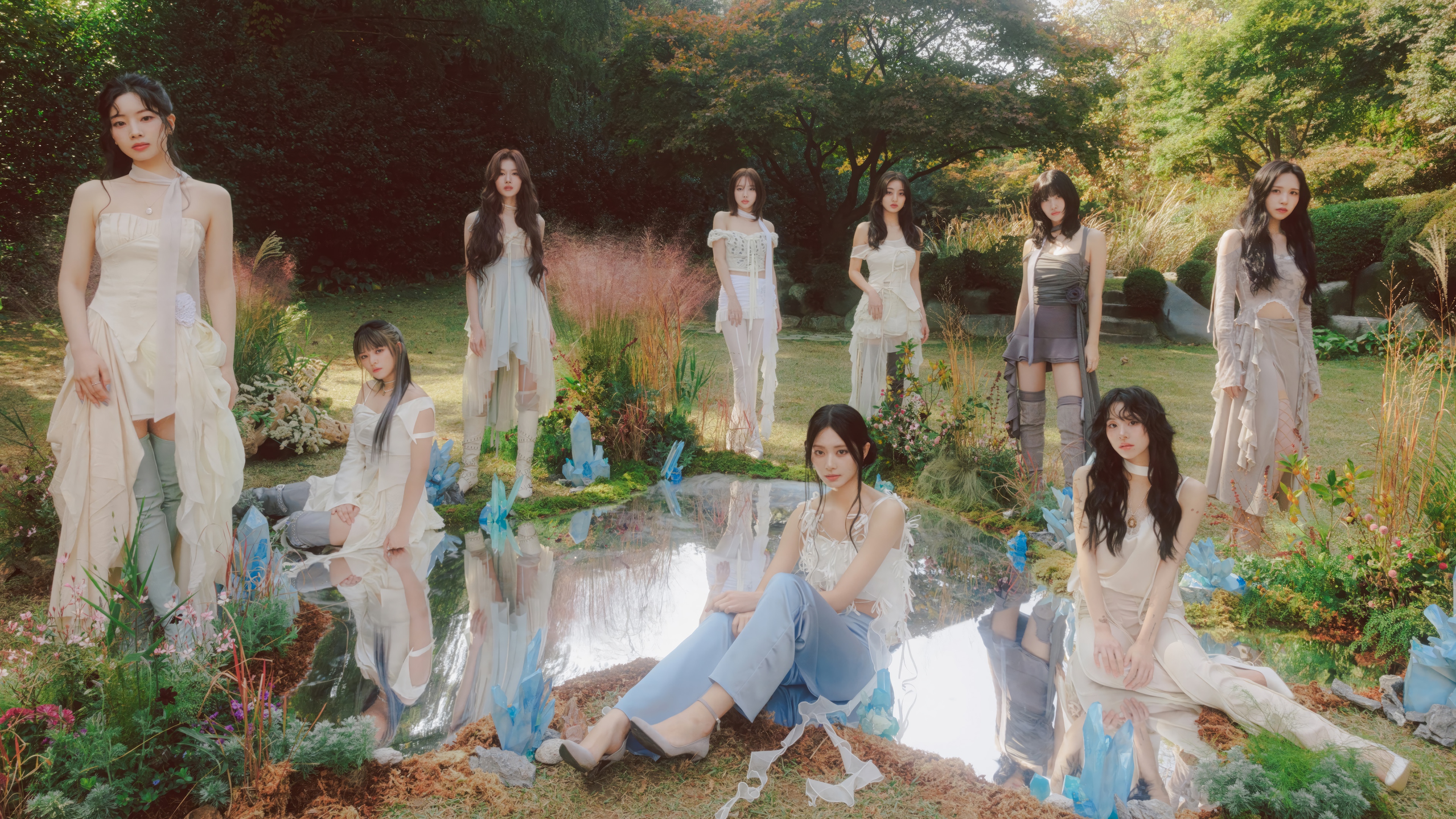 TWICE Kpop Girls in a Garden HD Wallpaper