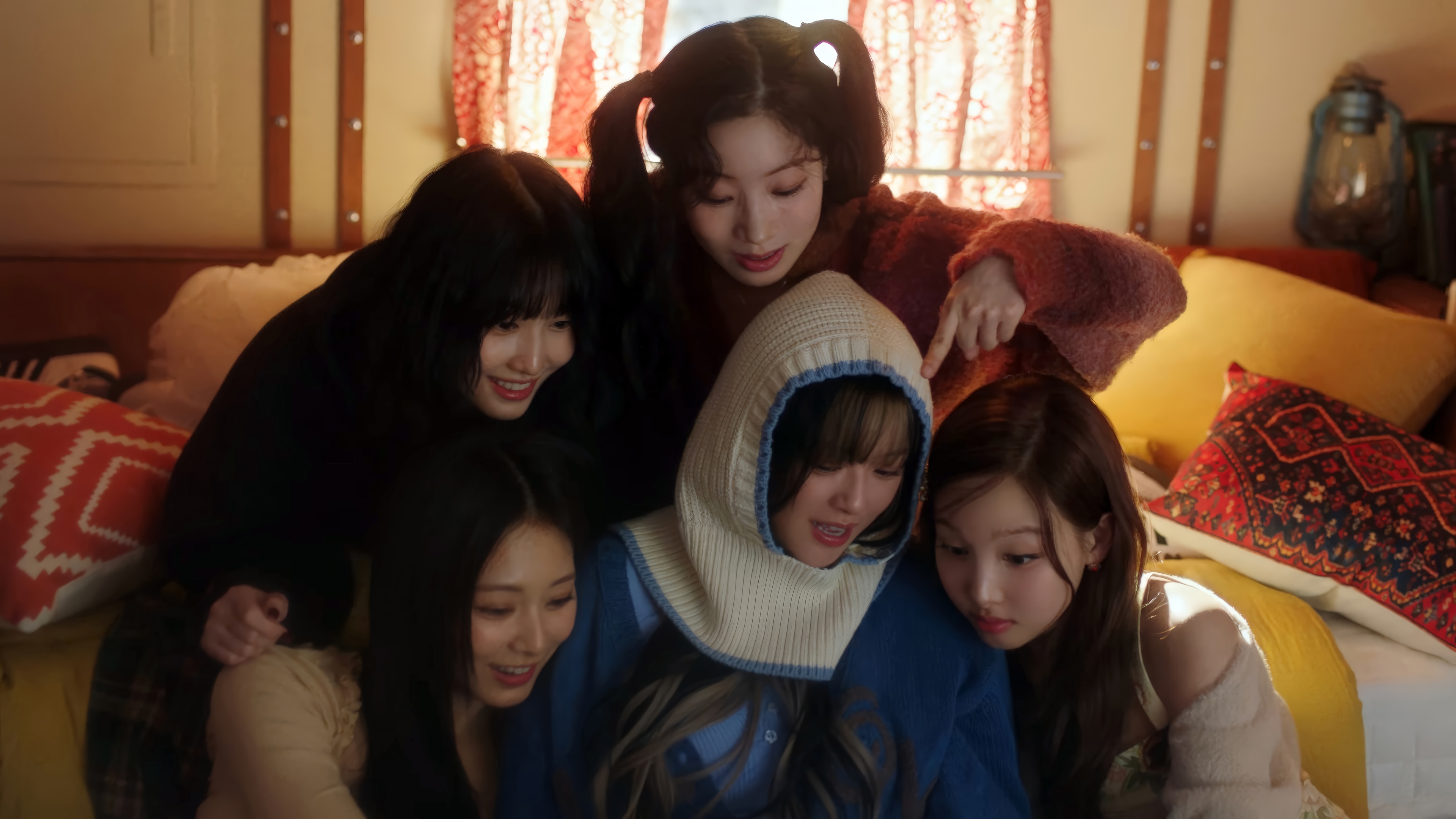TWICE girls in a cozy room HD Wallpaper