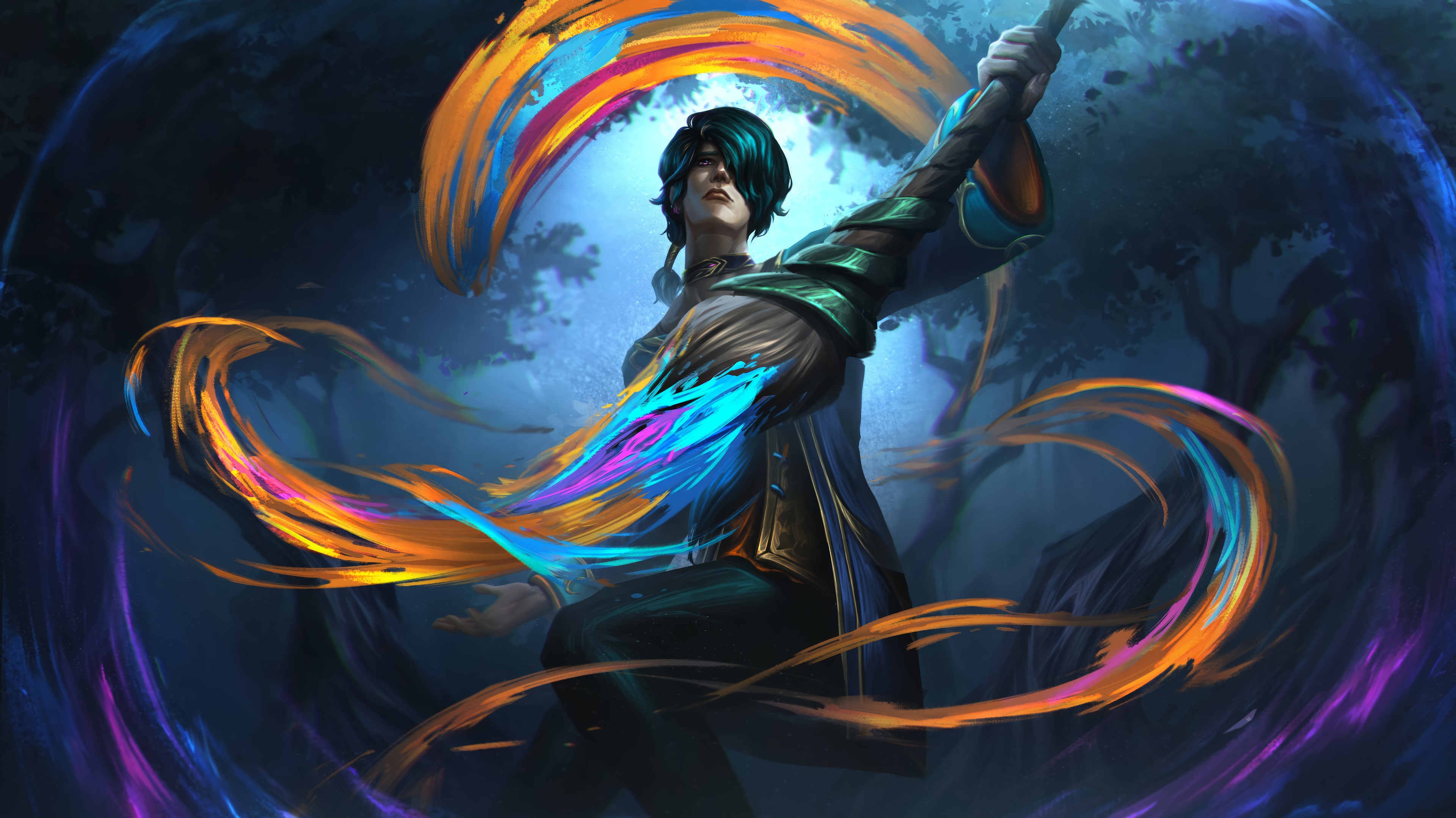 Hwei painting with colorful magic in League of Legends 4K HD Wallpaper