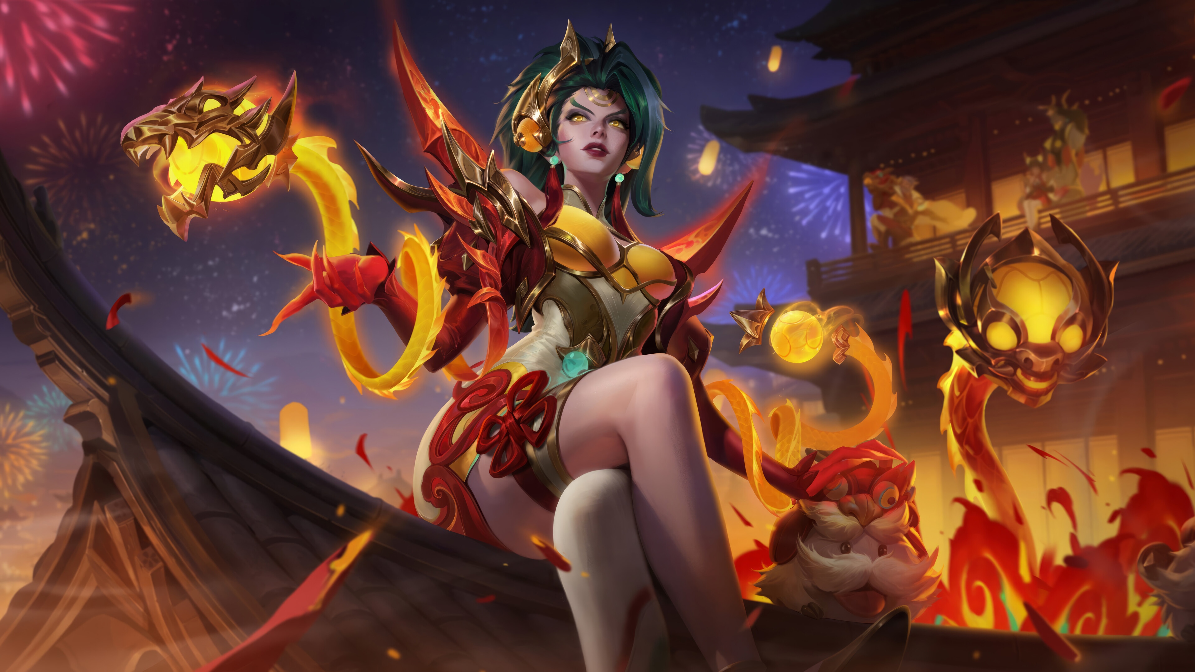 Zyra Dragon Lantern Splash Art 4K HD Wallpaper