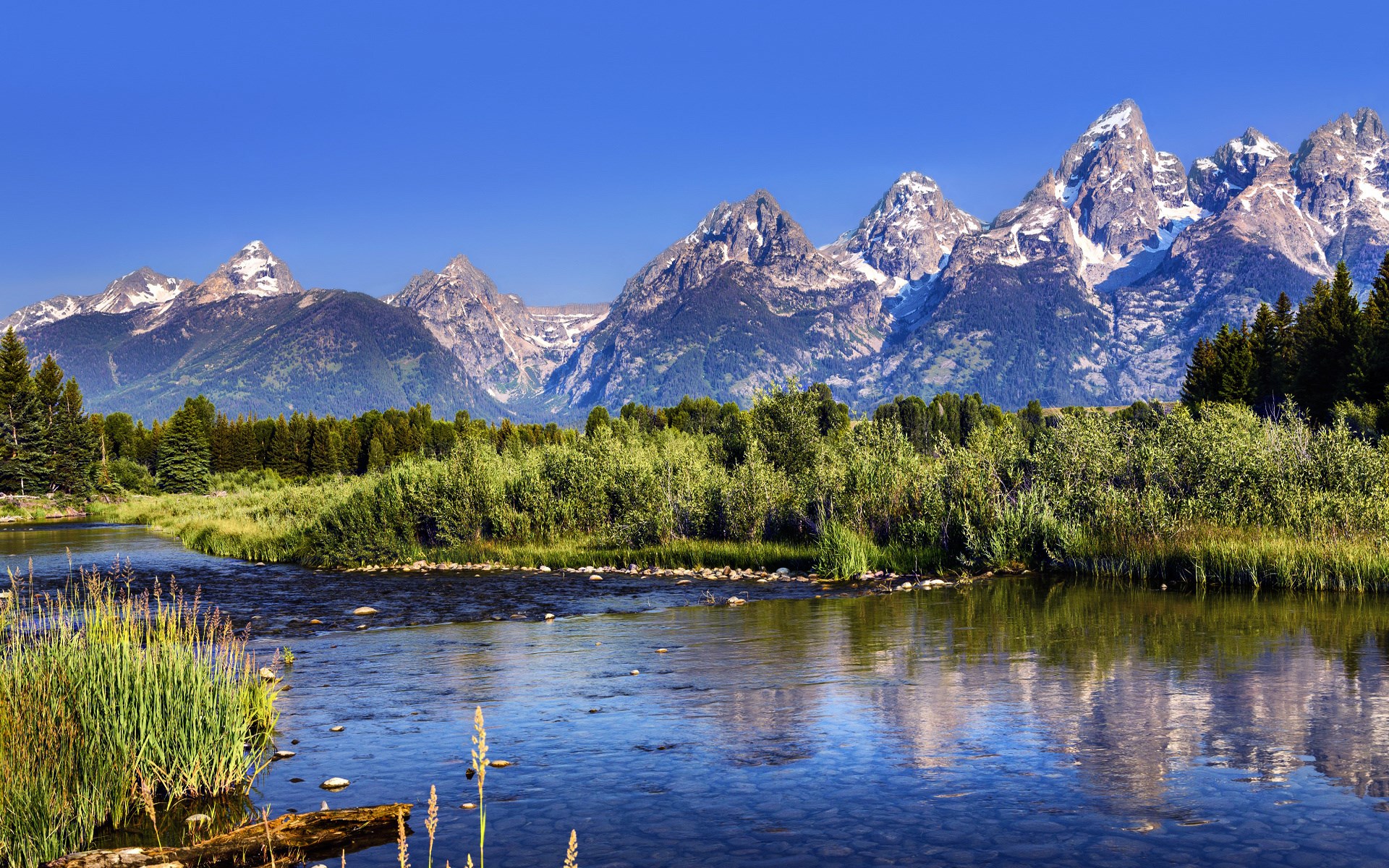 Grand Teton National Park River and Mountains HD Wallpaper