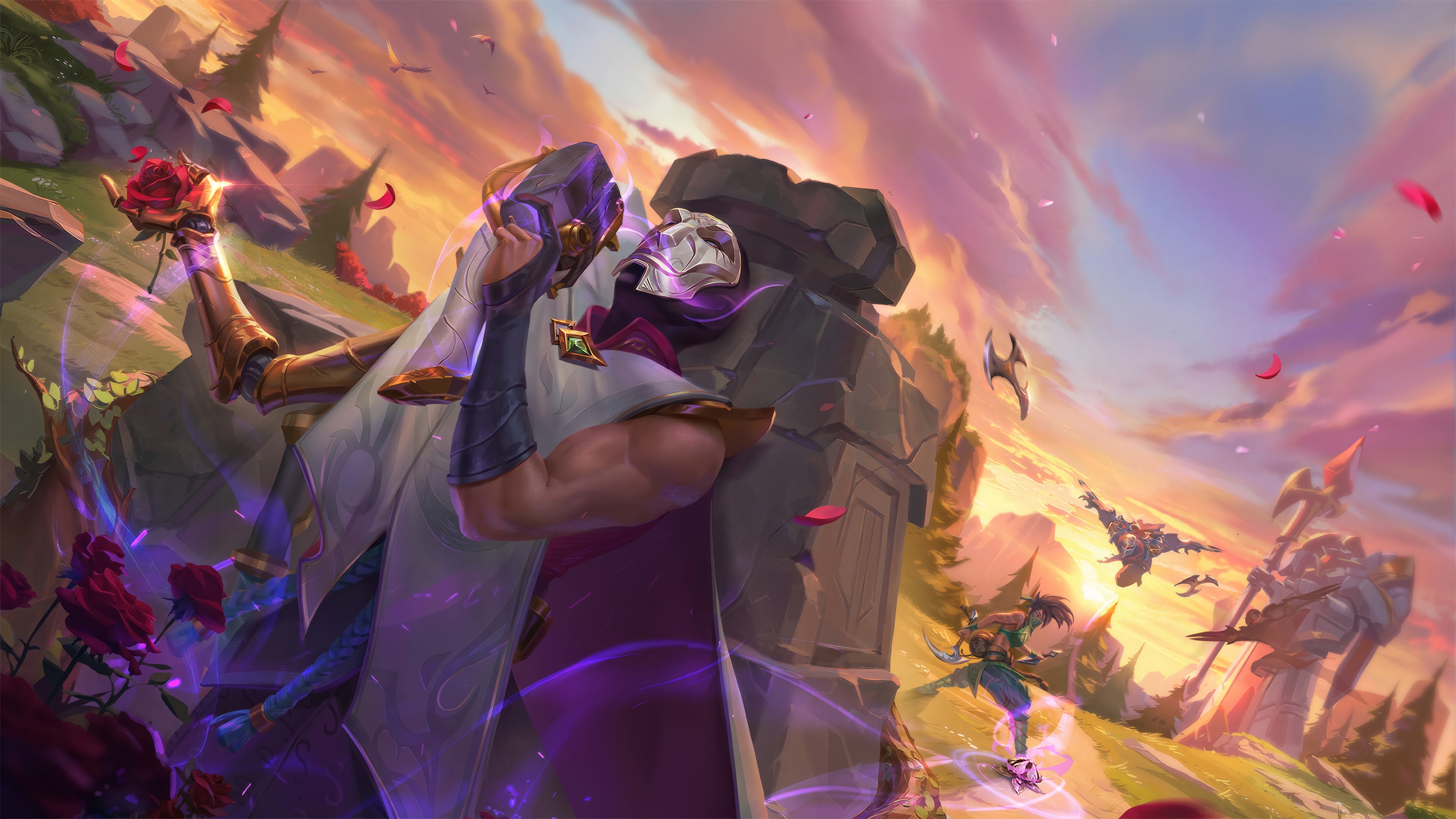 Jhin, Akali, and Zed in League of Legends 4K HD Wallpaper