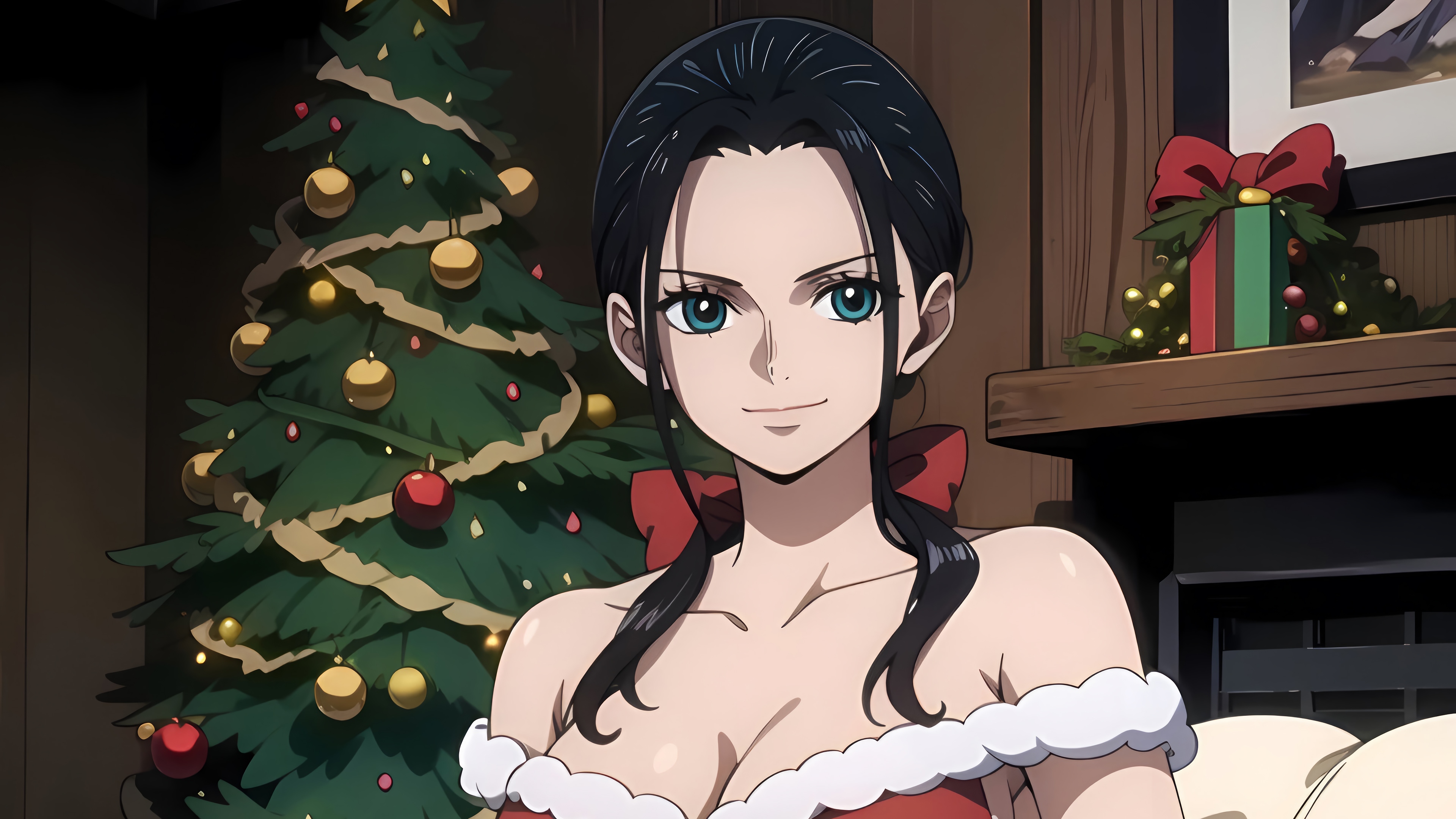 Nico Robin in a Christmas Outfit HD Wallpaper