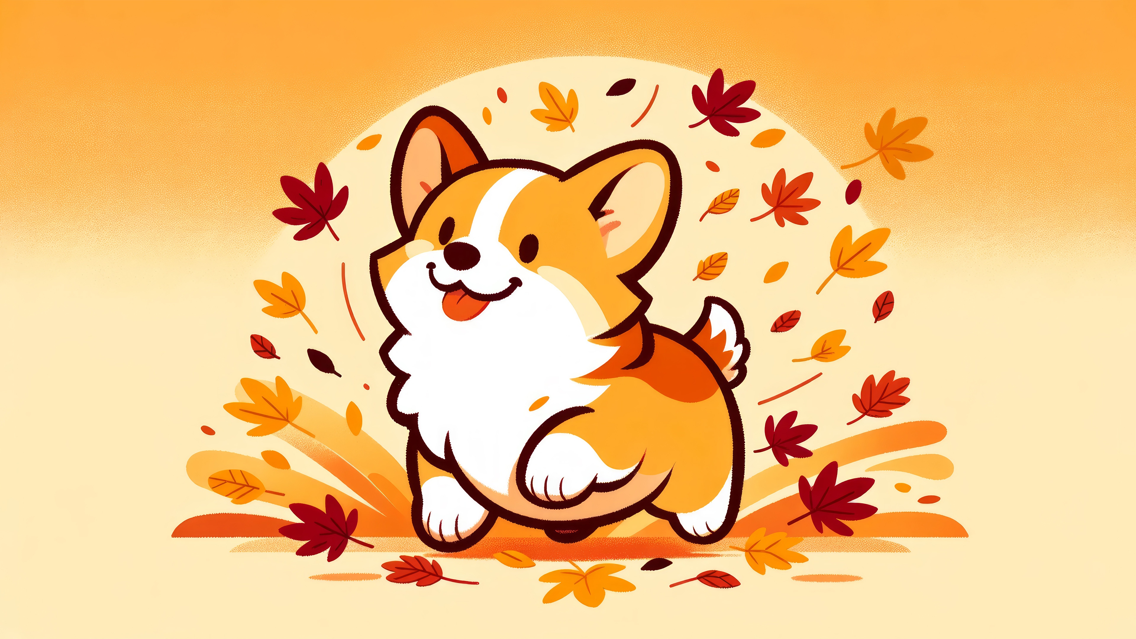 Cute Corgi Dog in Autumn Leaves 4K HD Wallpaper