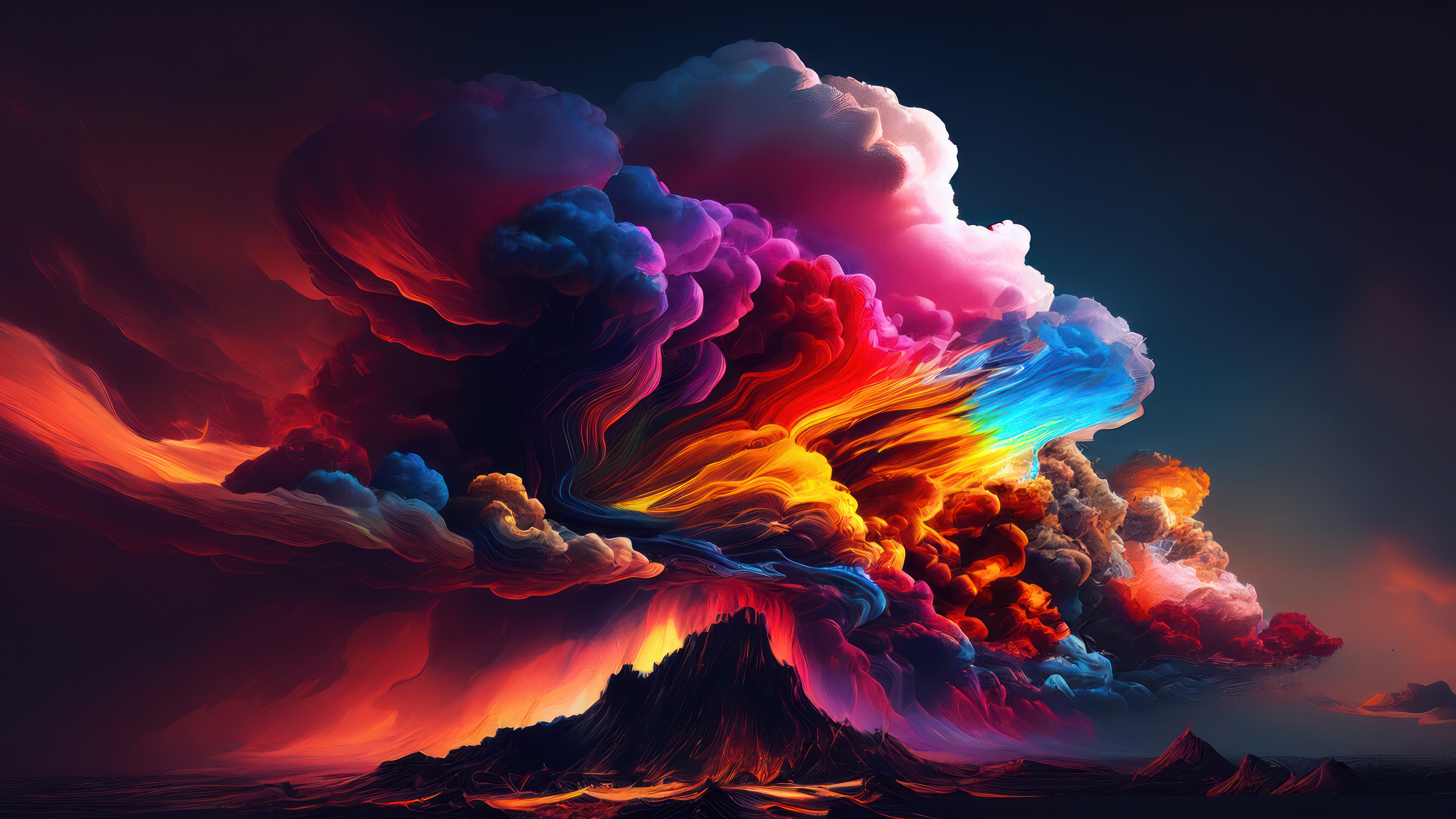 Colorful Clouds Over Mountain Scenery 4K HD Wallpaper