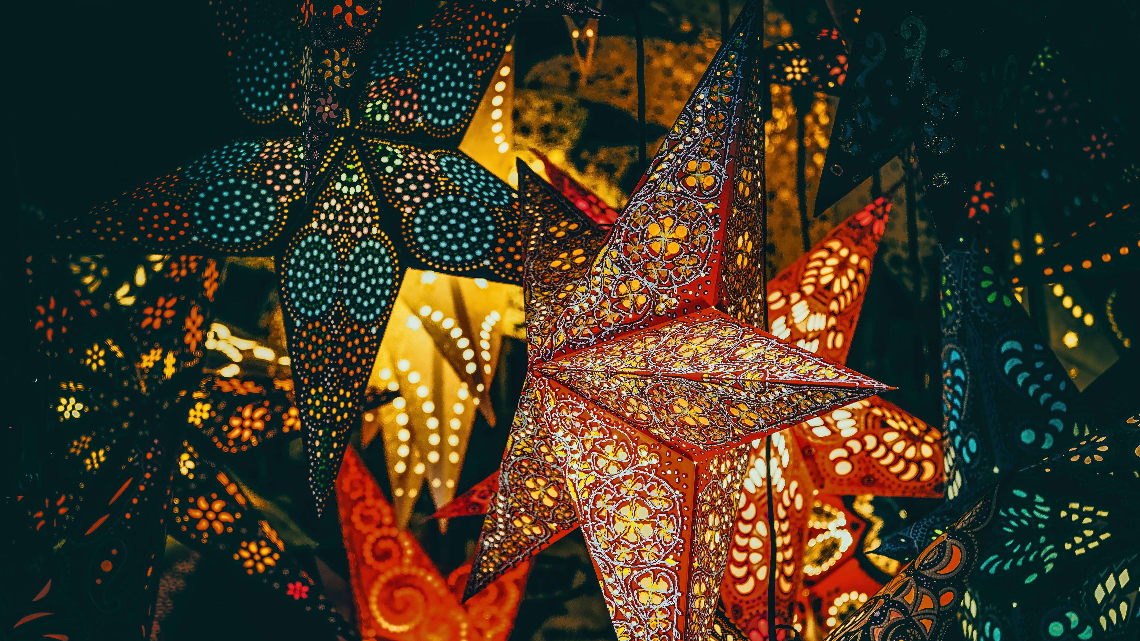 Christmas Star Lanterns HD Wallpaper