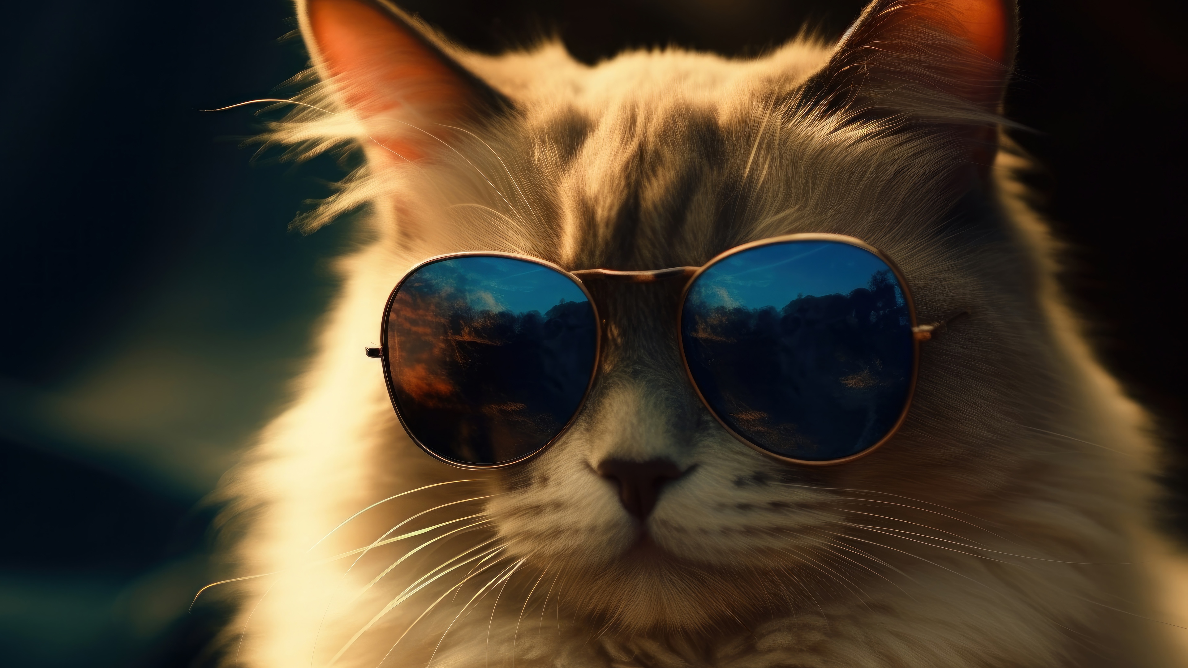 Cat Wearing Sunglasses, Digital Art, 4K HD Wallpaper