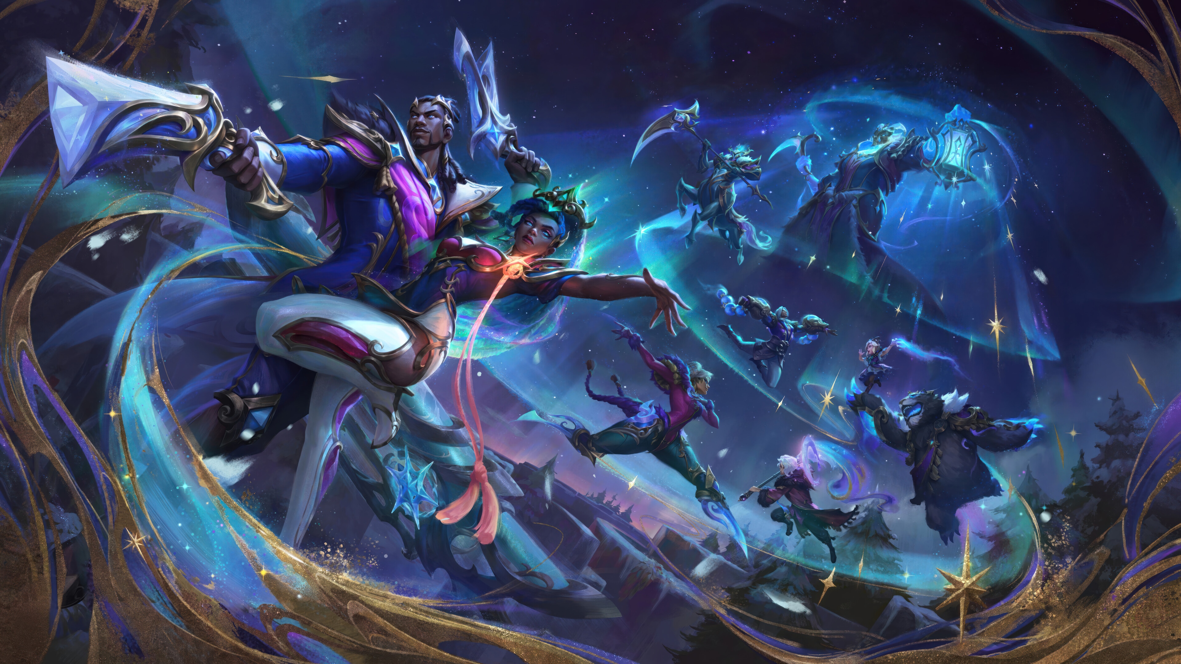 Winterblessed League of Legends Characters in Aurora HD Wallpaper