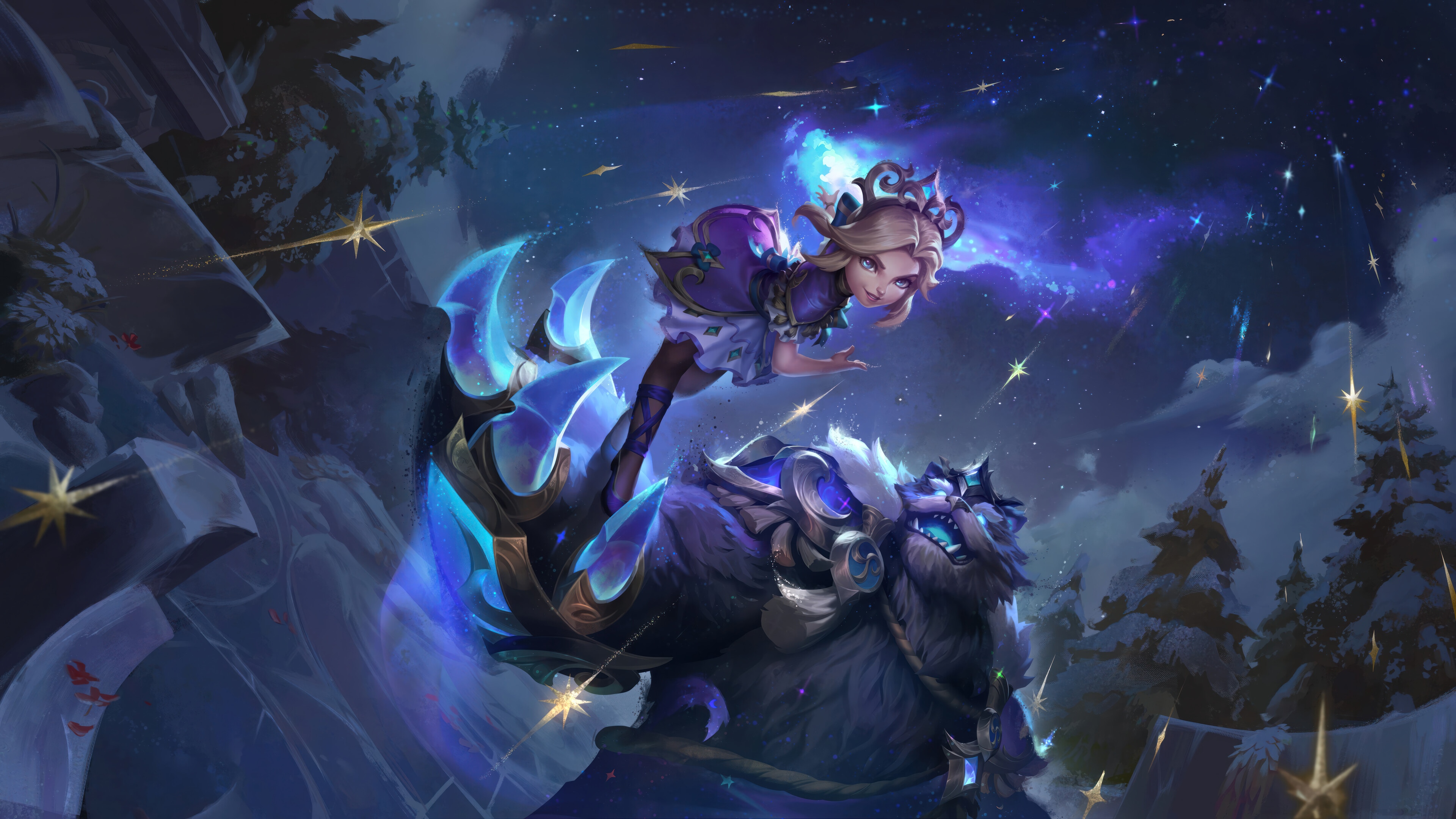 Annie and Tibbers Winterblessed League of Legends 4K HD Wallpaper