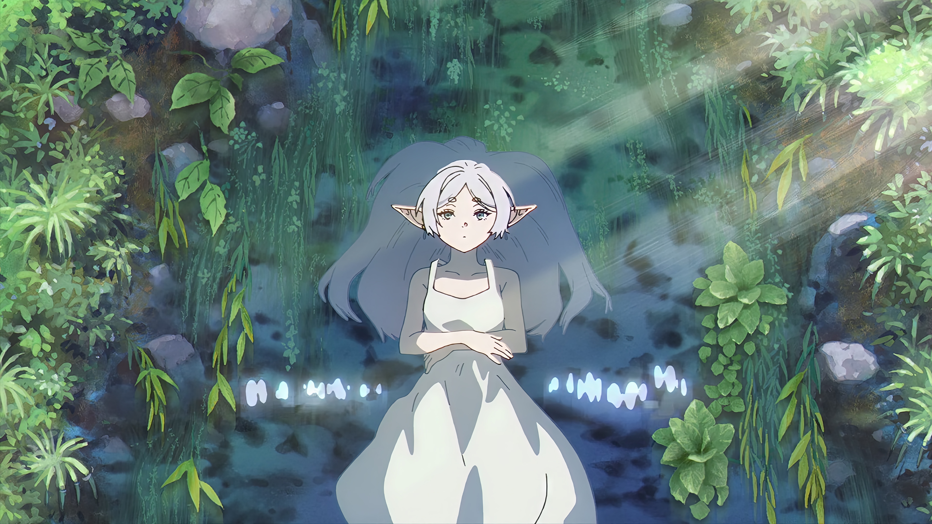 Frieren in a forest stream HD Wallpaper