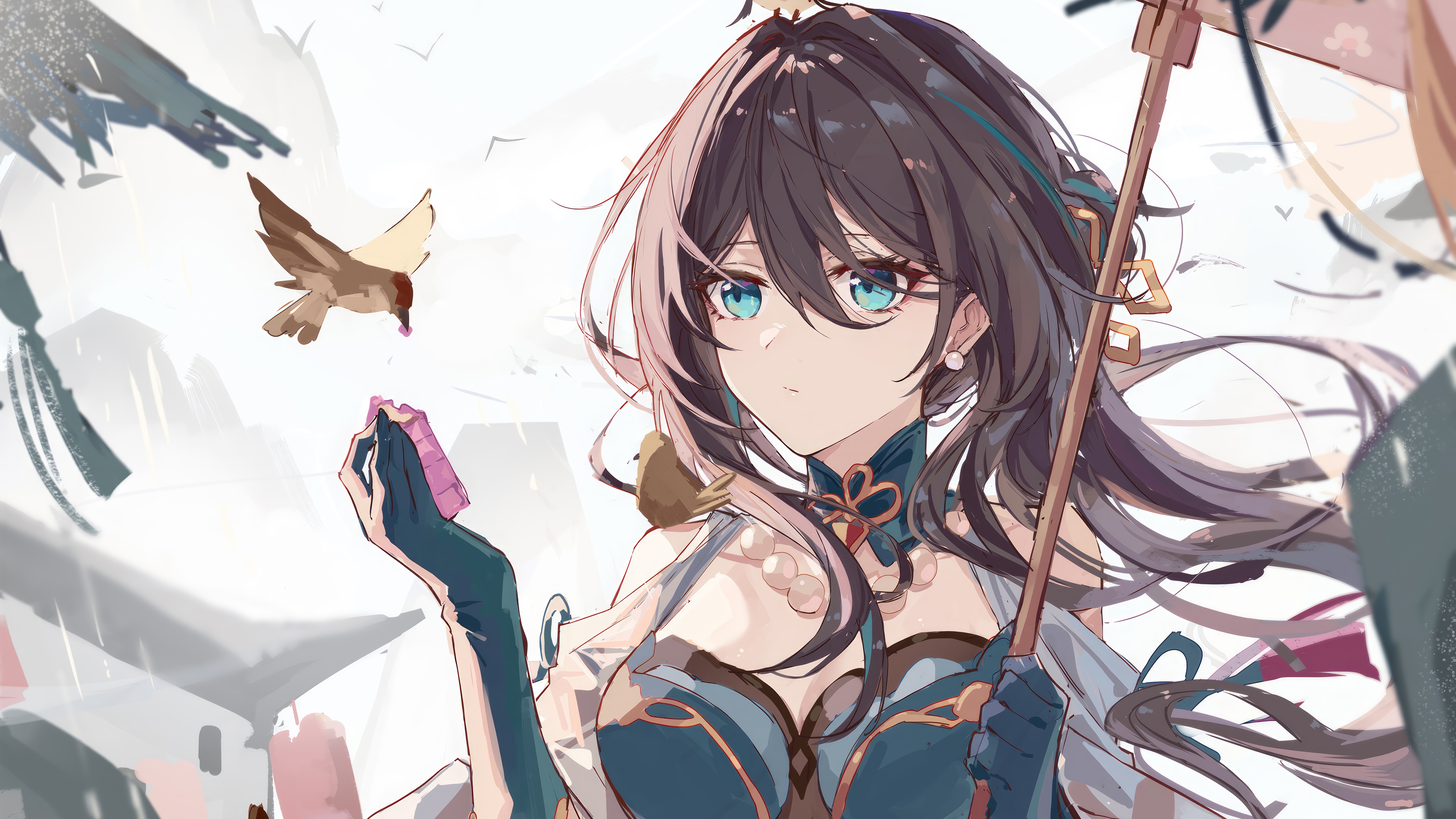 Ruan Mei from Honkai: Star Rail feeding birds HD Wallpaper