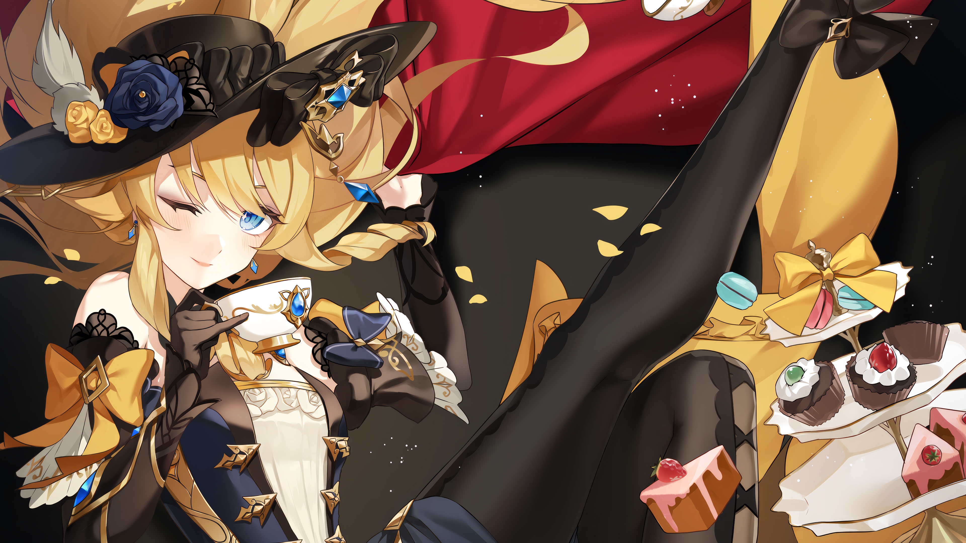 Navia from Genshin Impact holding a teacup HD Wallpaper