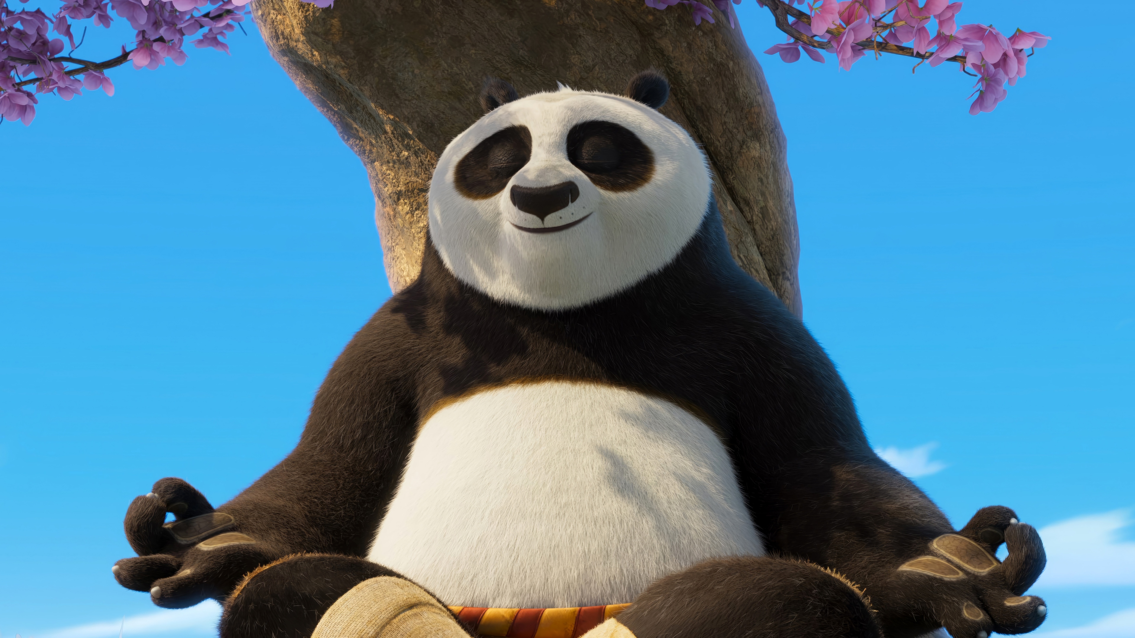 Po meditating under a tree in Kung Fu Panda 4K HD Wallpaper