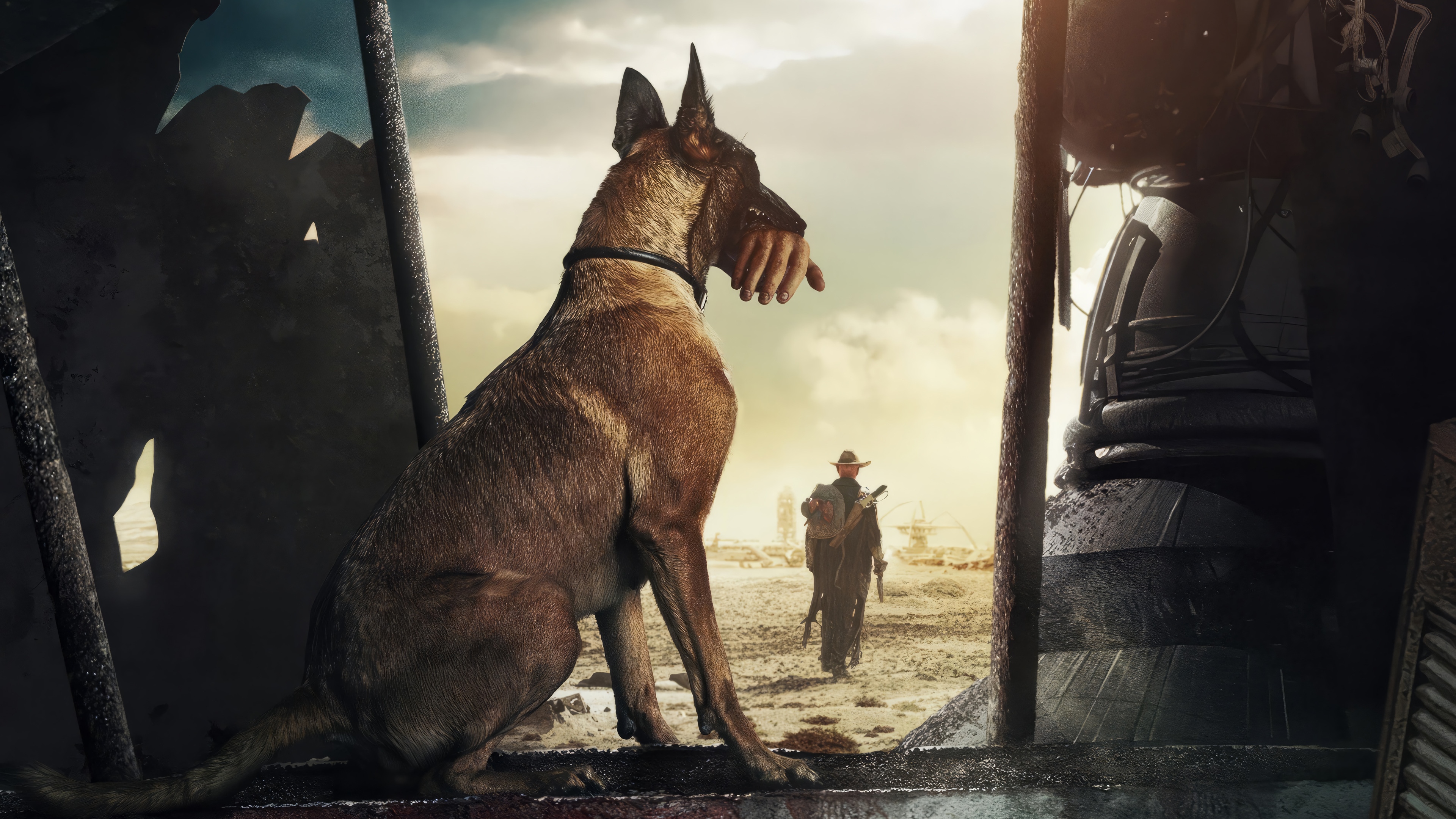 Fallout Series Dog in a Post-Apocalyptic Landscape 4K HD Wallpaper