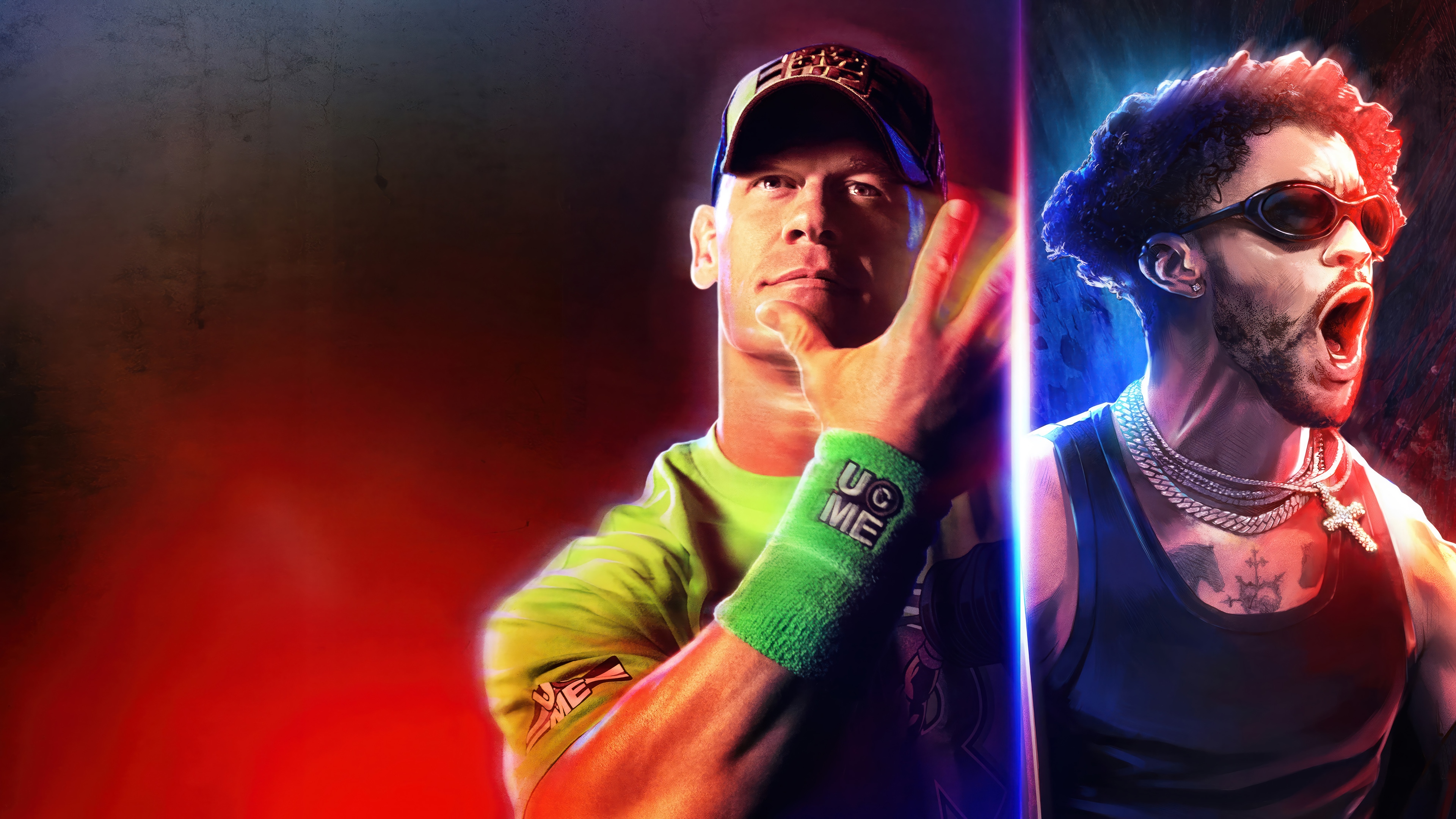 WWE 2K23 John Cena and Bad Bunny 4K HD Wallpaper
