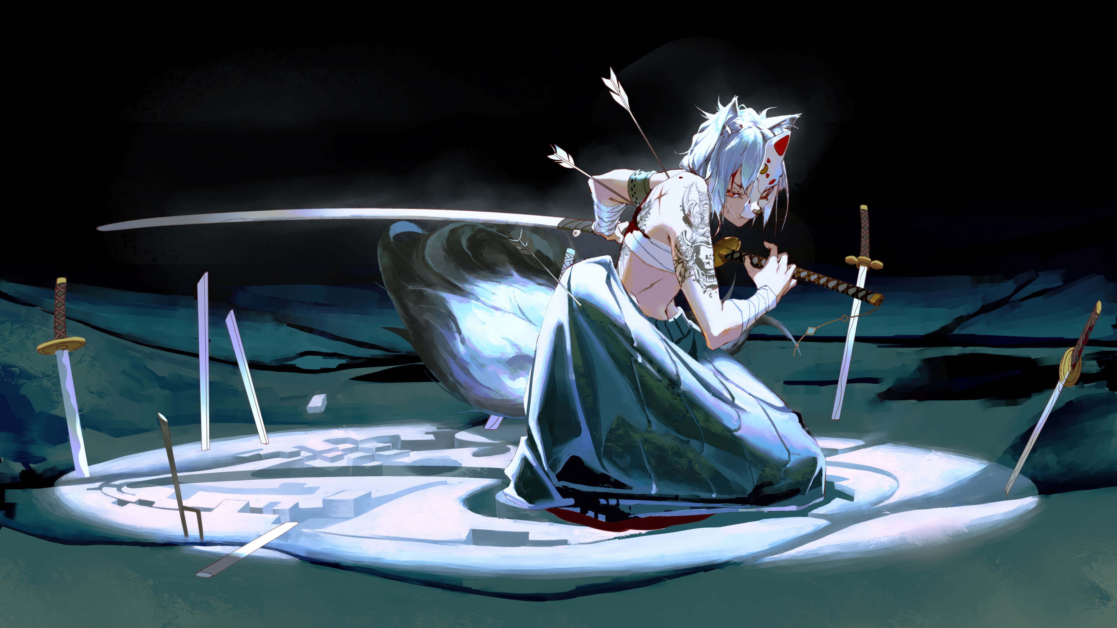 Momiji Inubashiri with Arrows and Swords HD Wallpaper