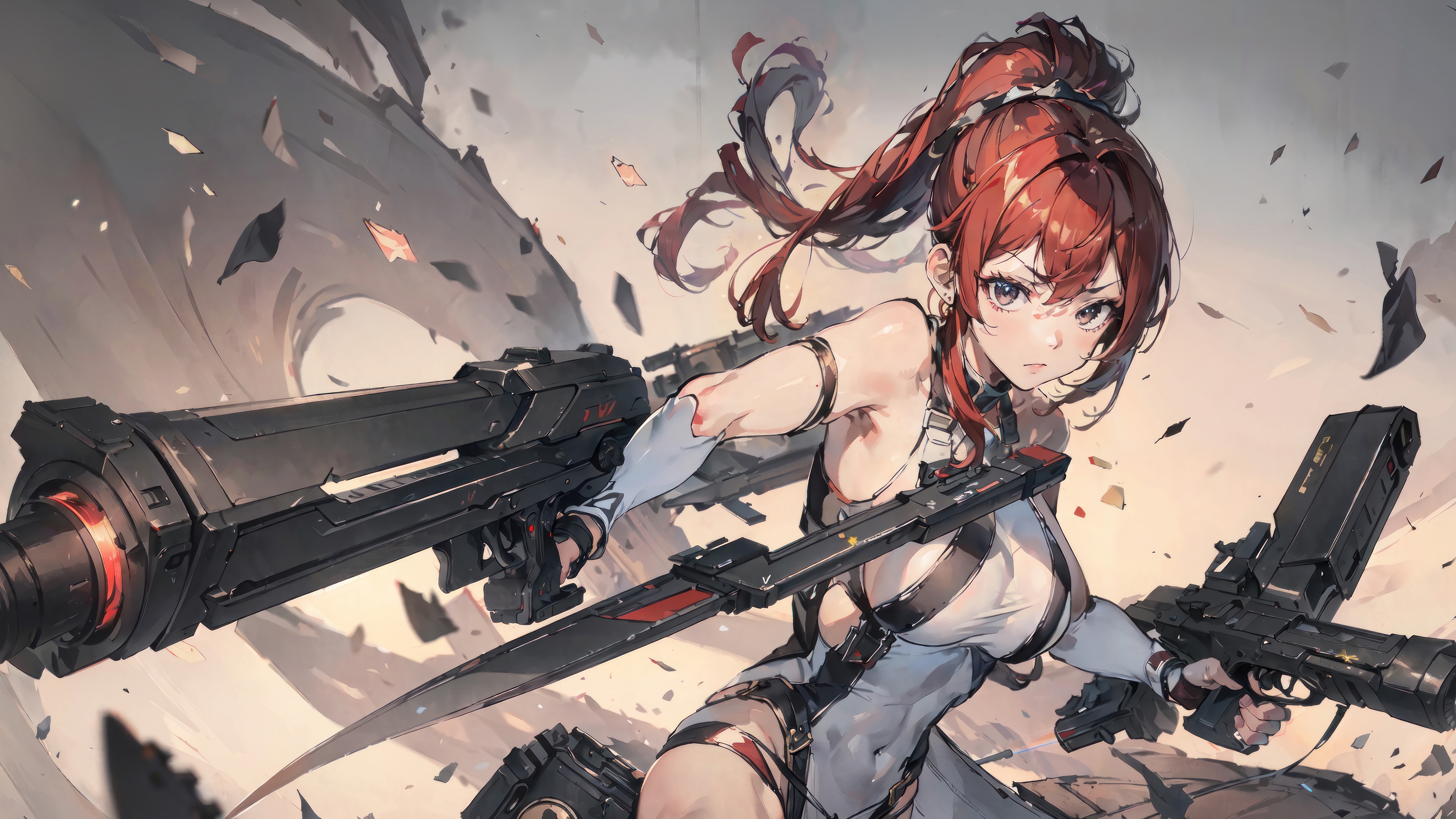Anime Girl with Sci-Fi Weapons in 4K HD Wallpaper