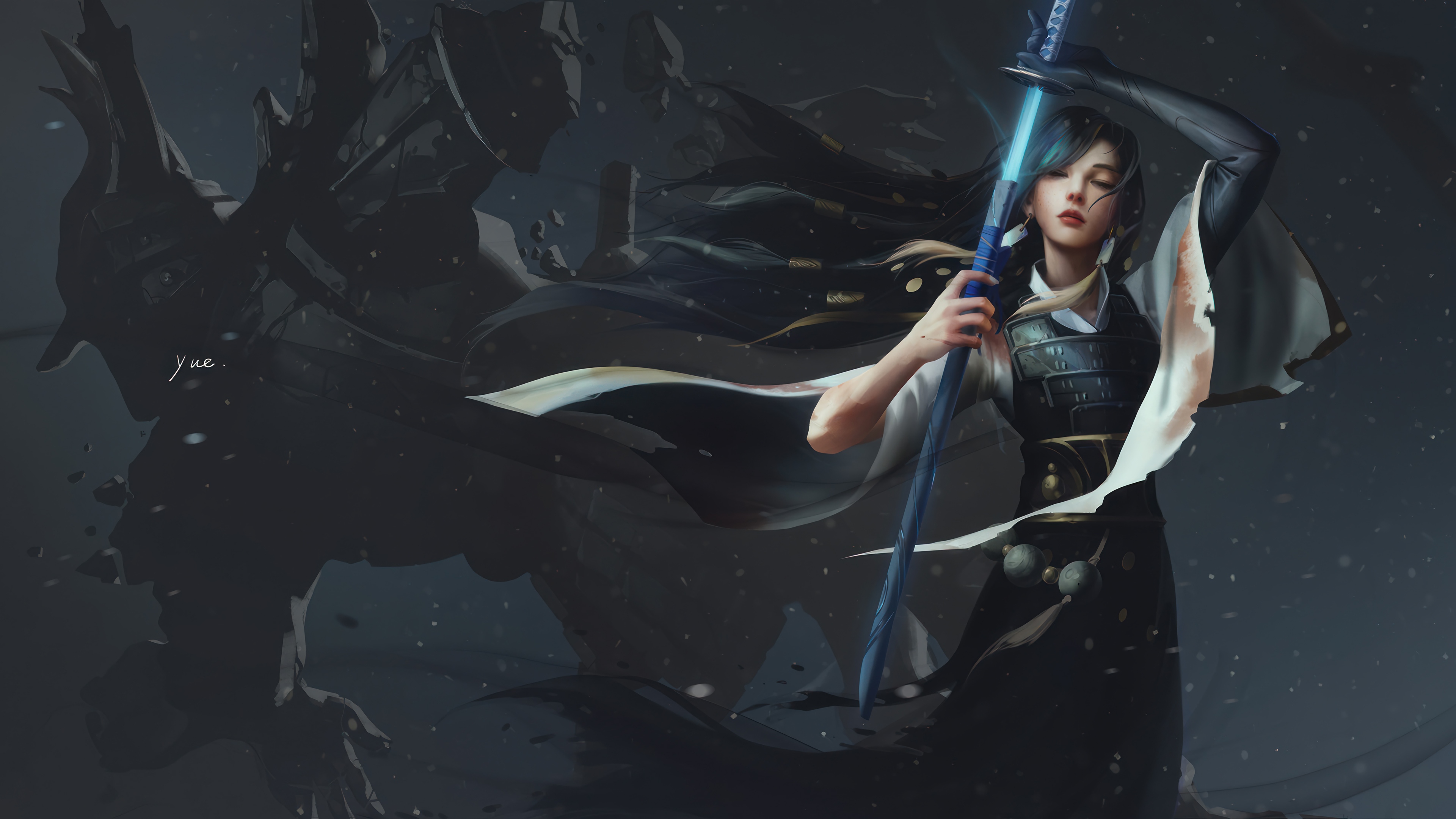 Warrior Girl with Sword in Fantasy 4K HD Wallpaper
