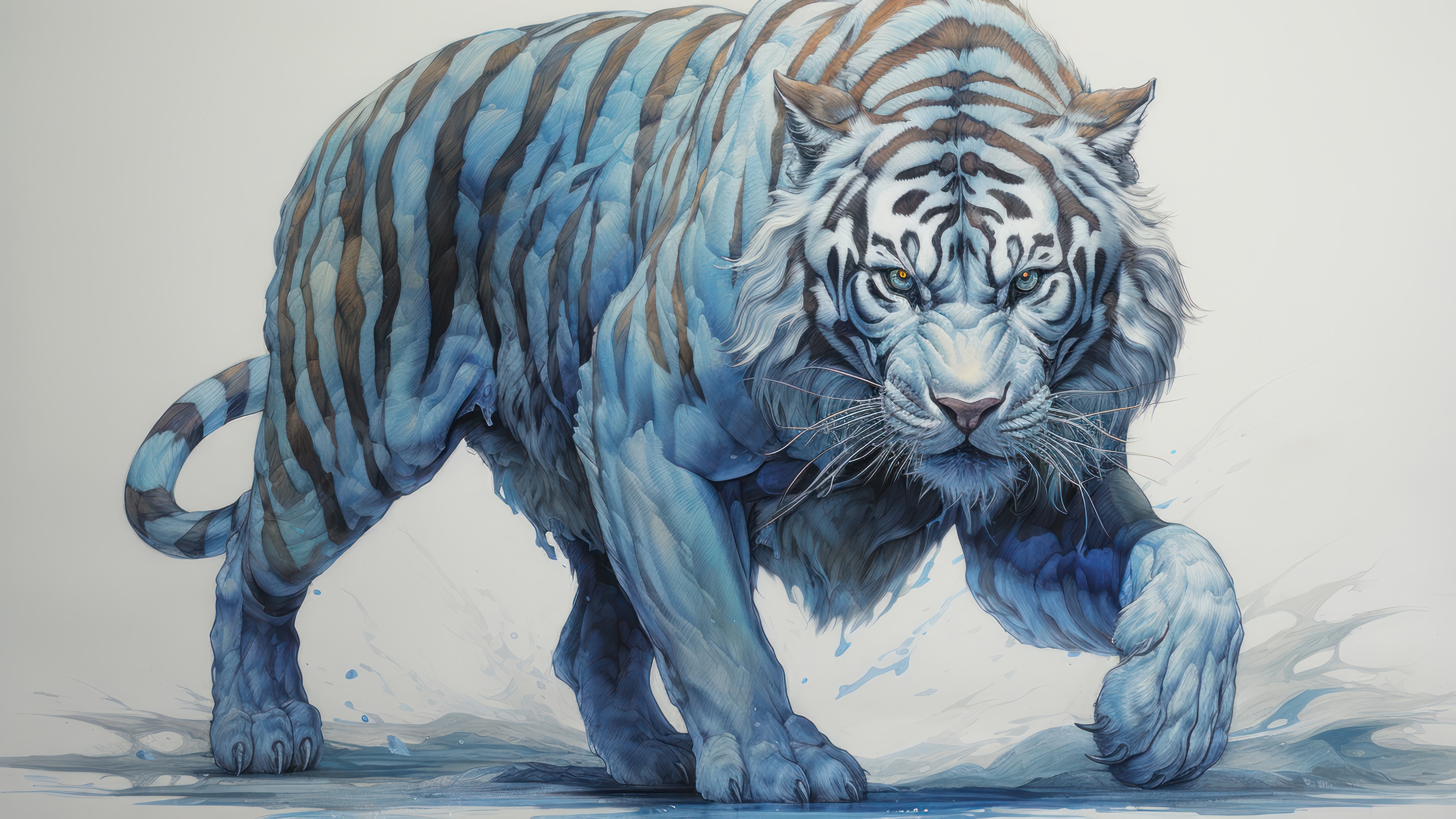 White Tiger Digital Art 4K HD Wallpaper
