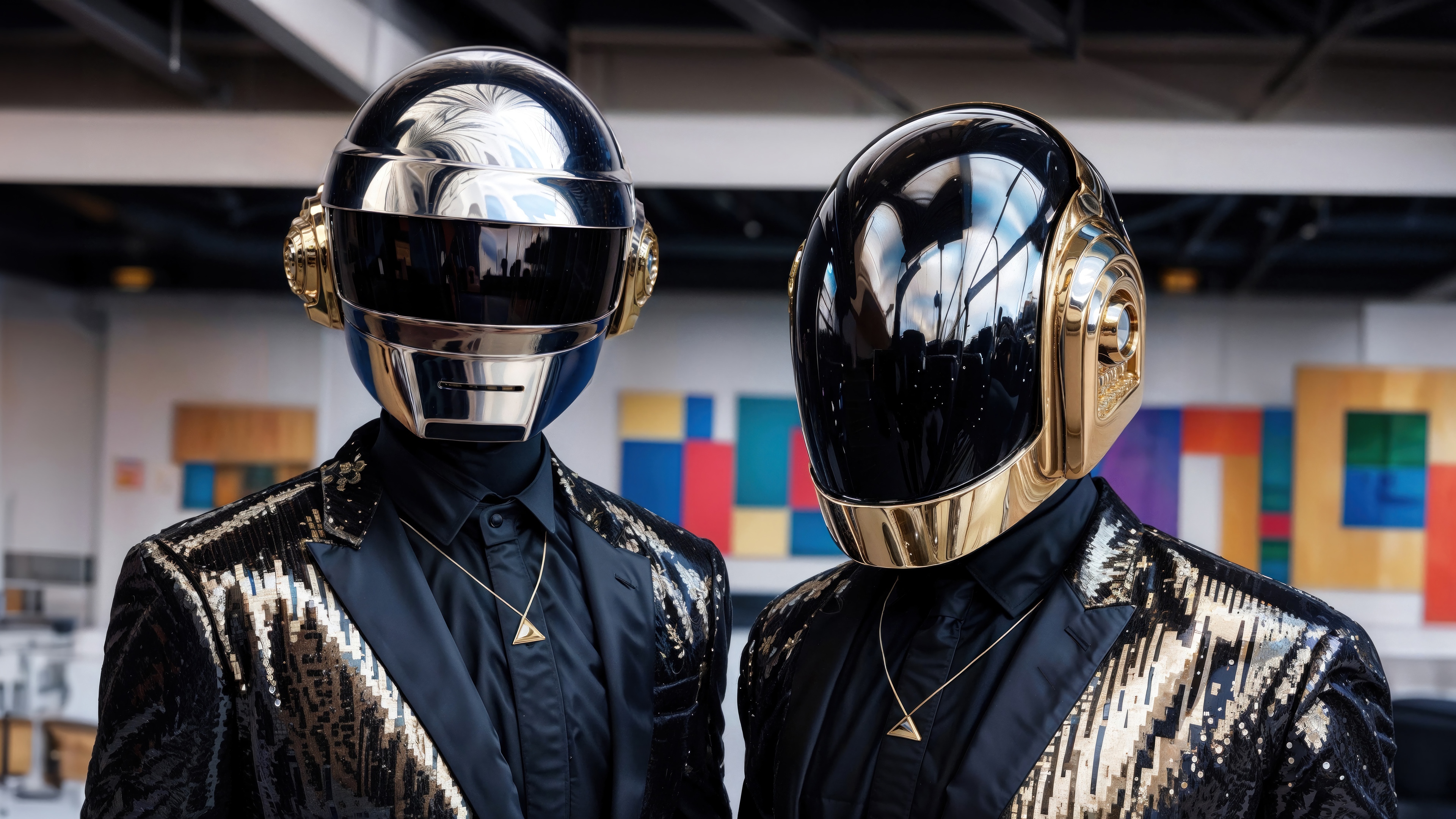 Daft Punk in sequined jackets HD Wallpaper