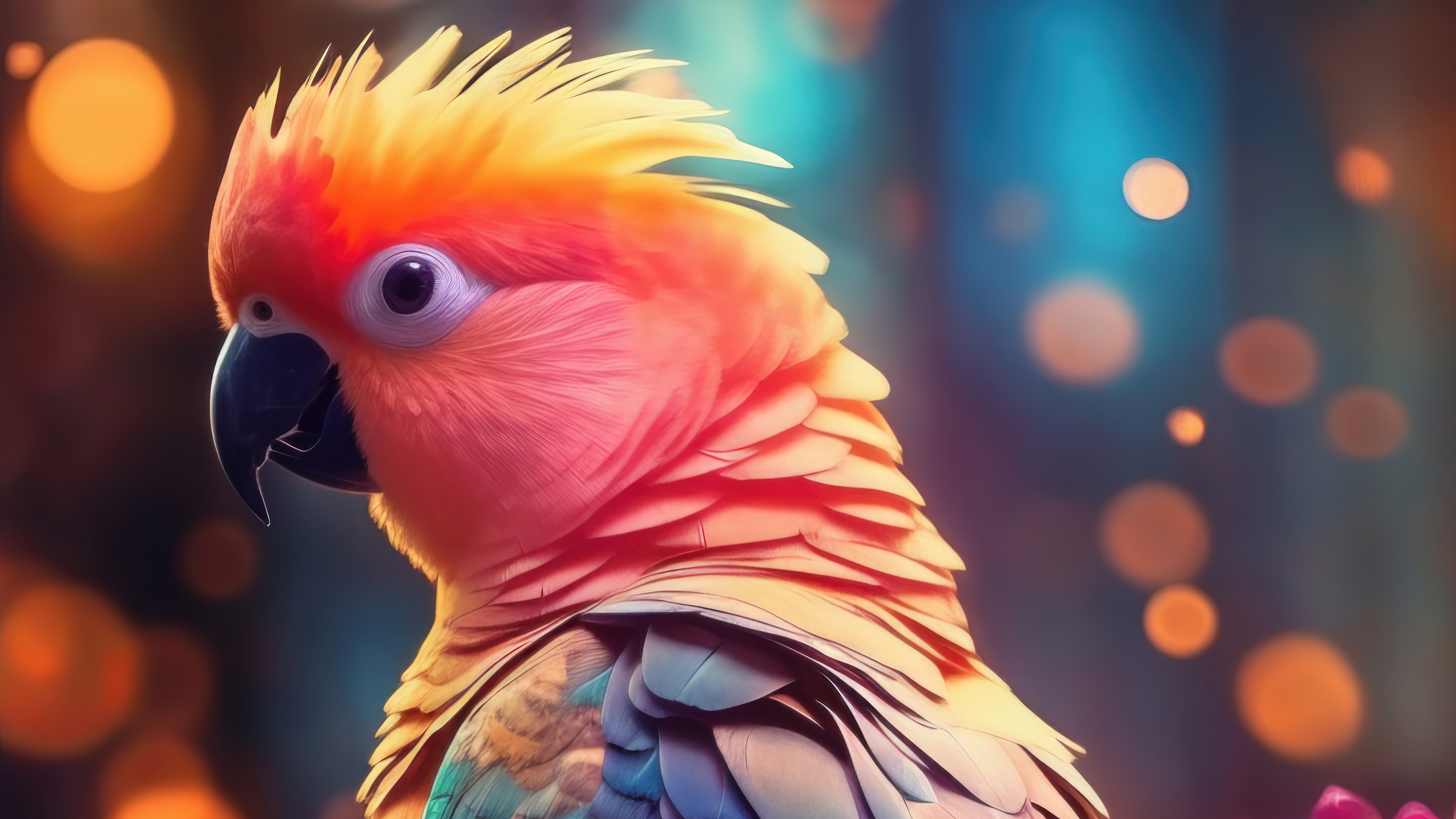 Close-up of a colorful parrot in 4K HD Wallpaper