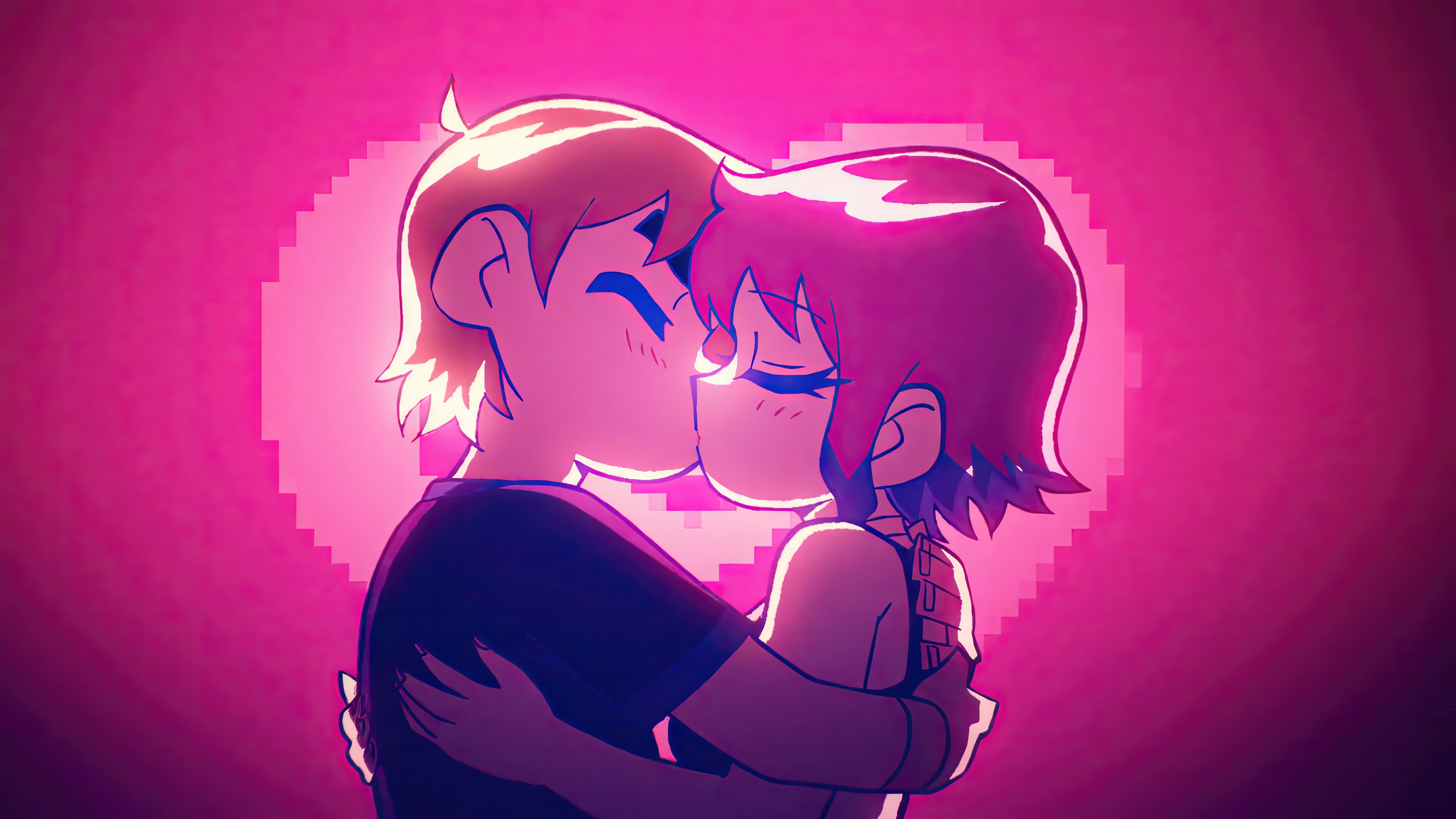 Scott Pilgrim and Ramona Flowers Kissing HD Wallpaper