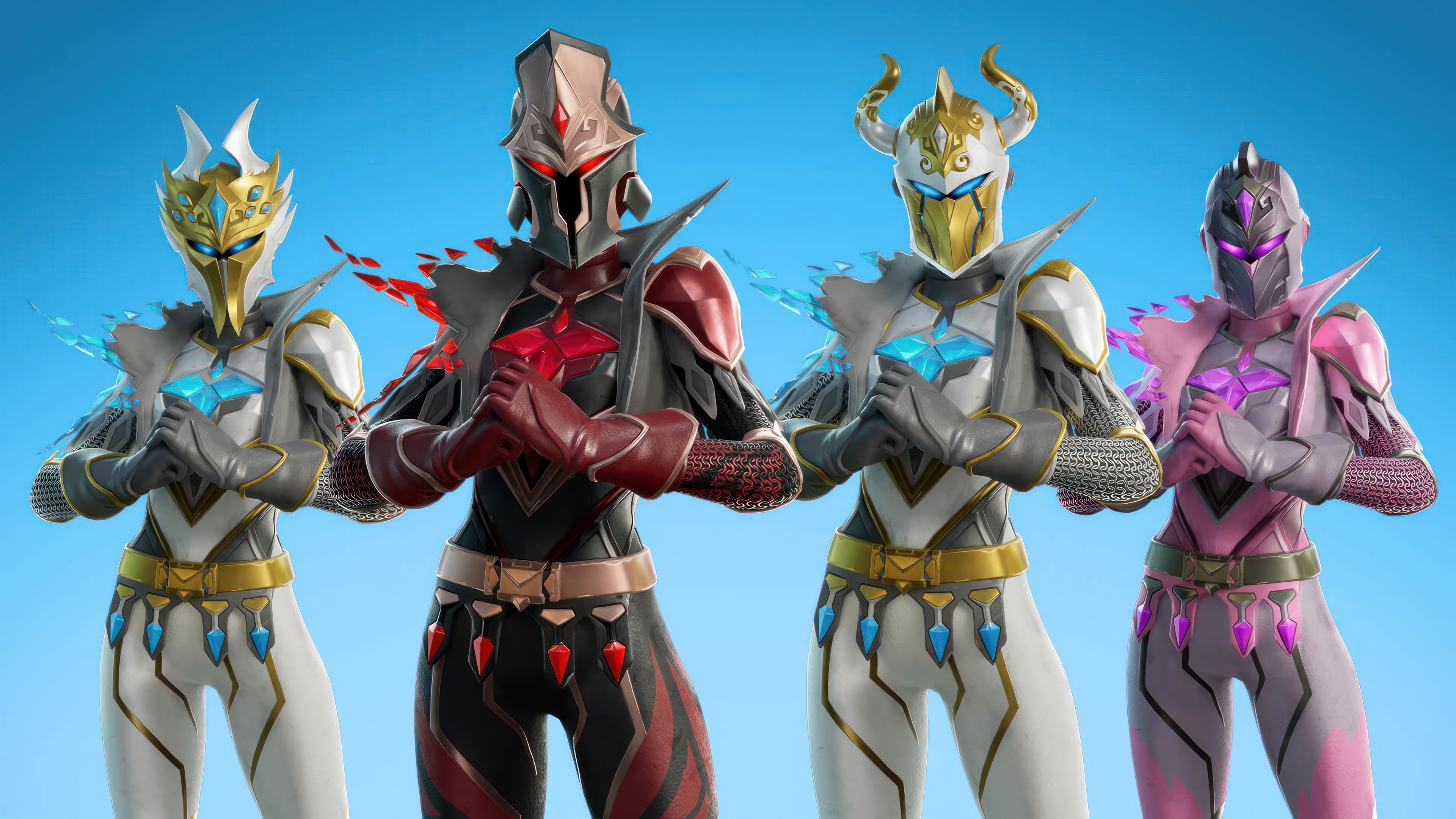 Fortnite Knights in Four Color Variants HD Wallpaper