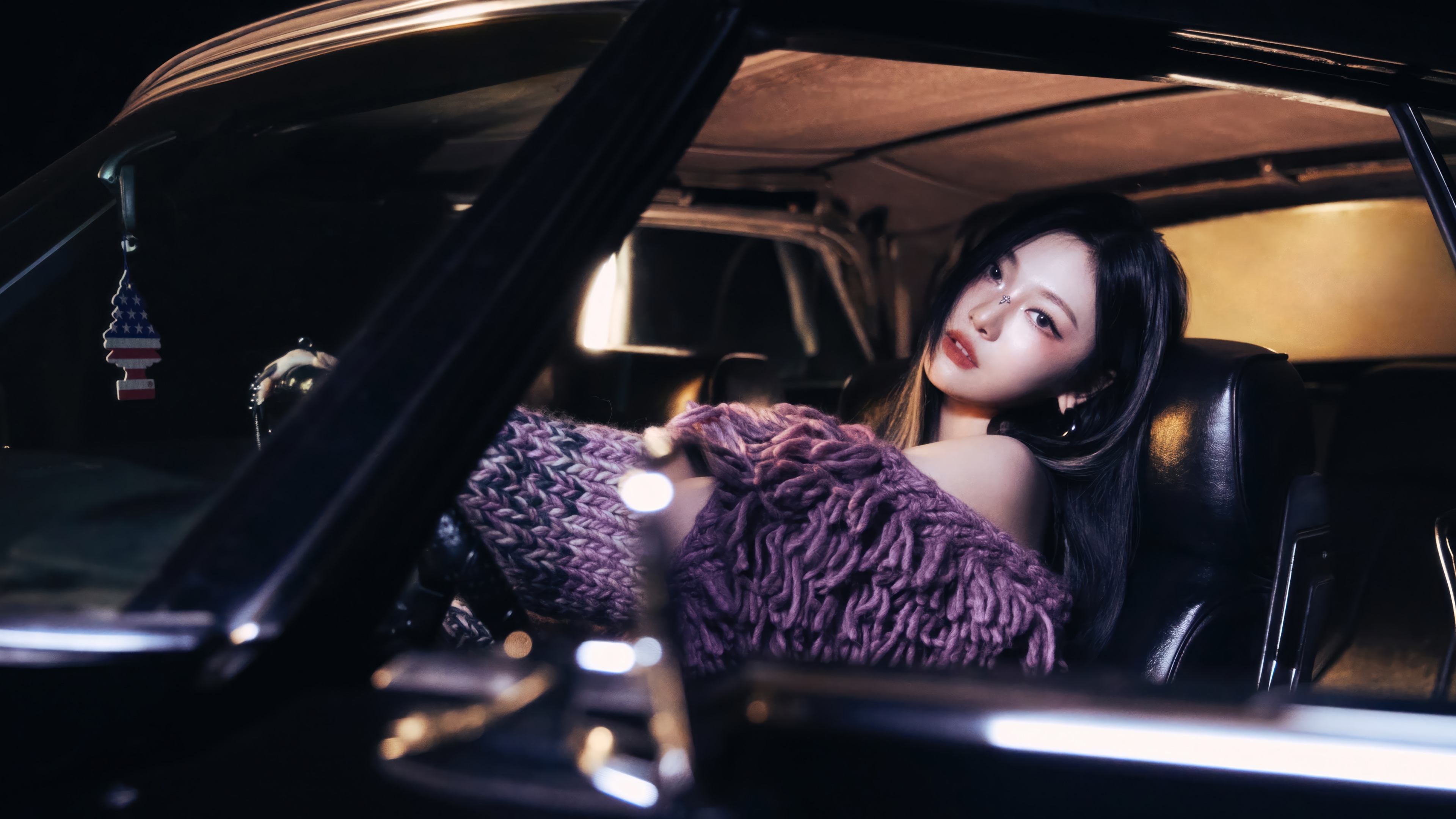 Ningning from Aespa in a car HD Wallpaper
