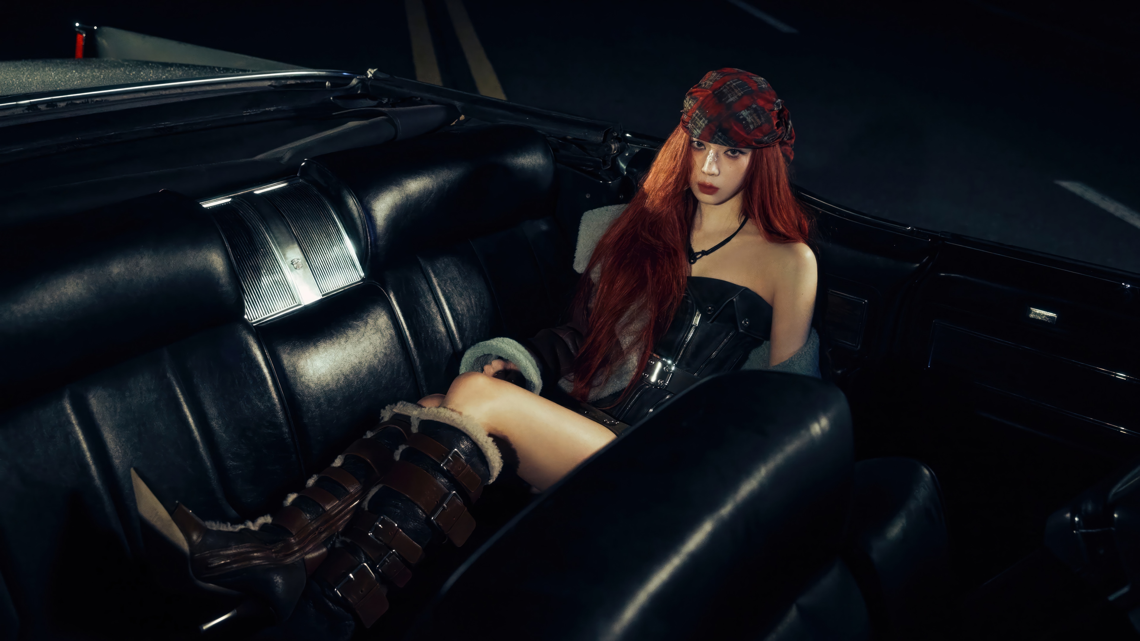 Winter from Aespa in a car HD Wallpaper