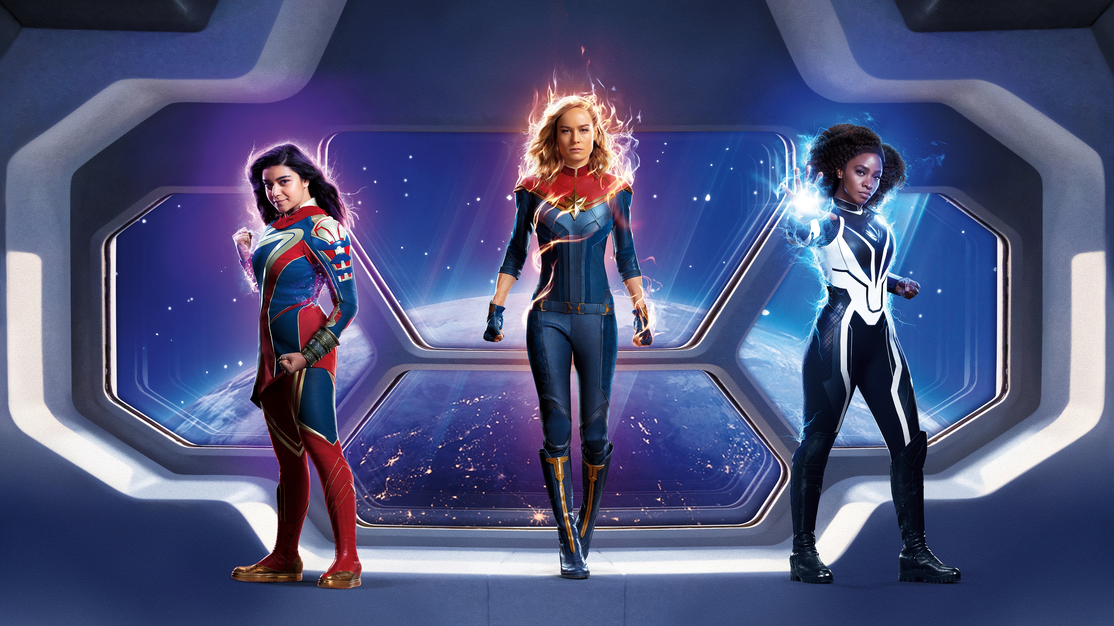 The Marvels: Captain Marvel, Ms. Marvel, and Monica Rambeau HD Wallpaper