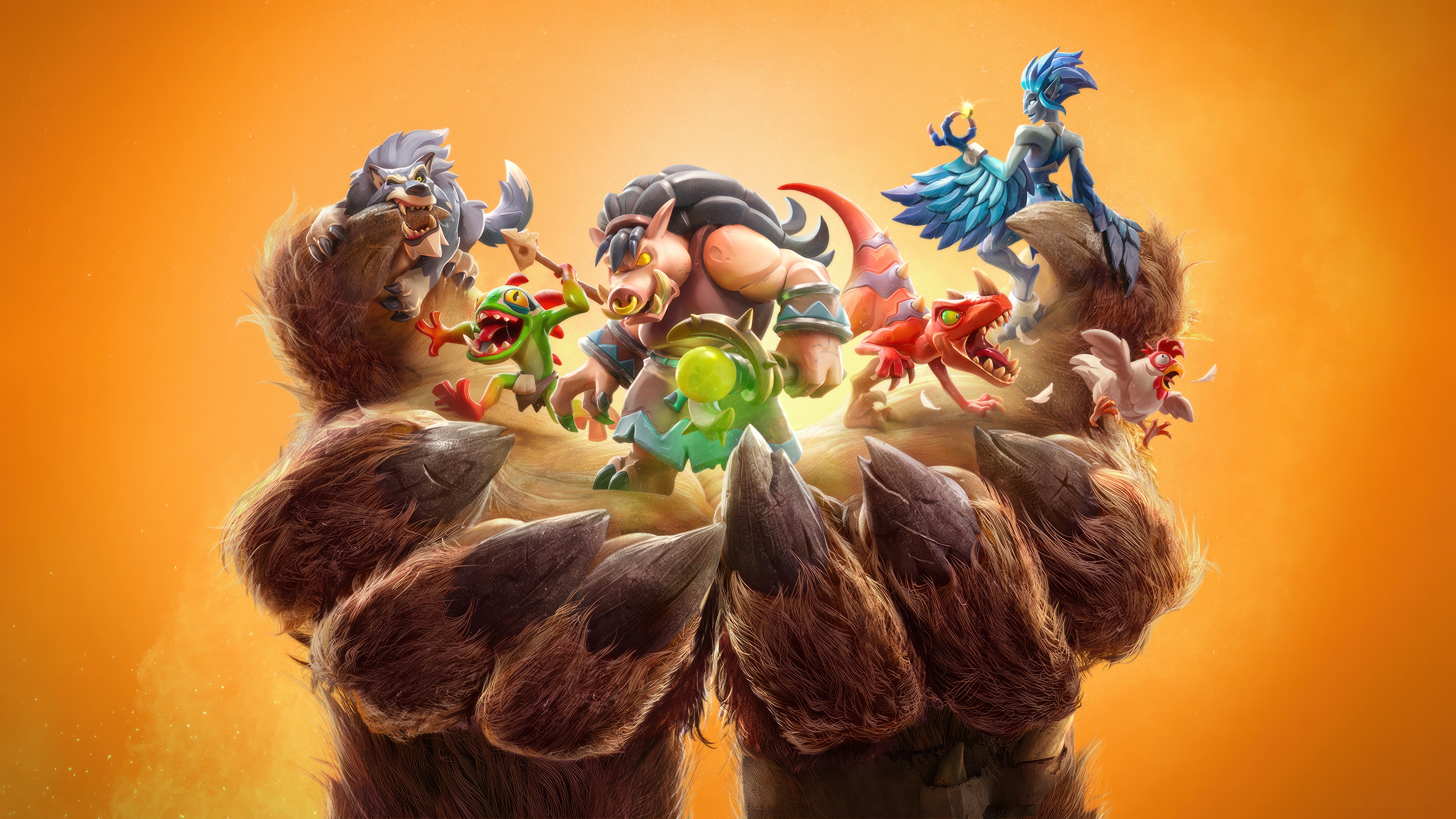 Warcraft Rumble Characters on Giant Hands HD Wallpaper