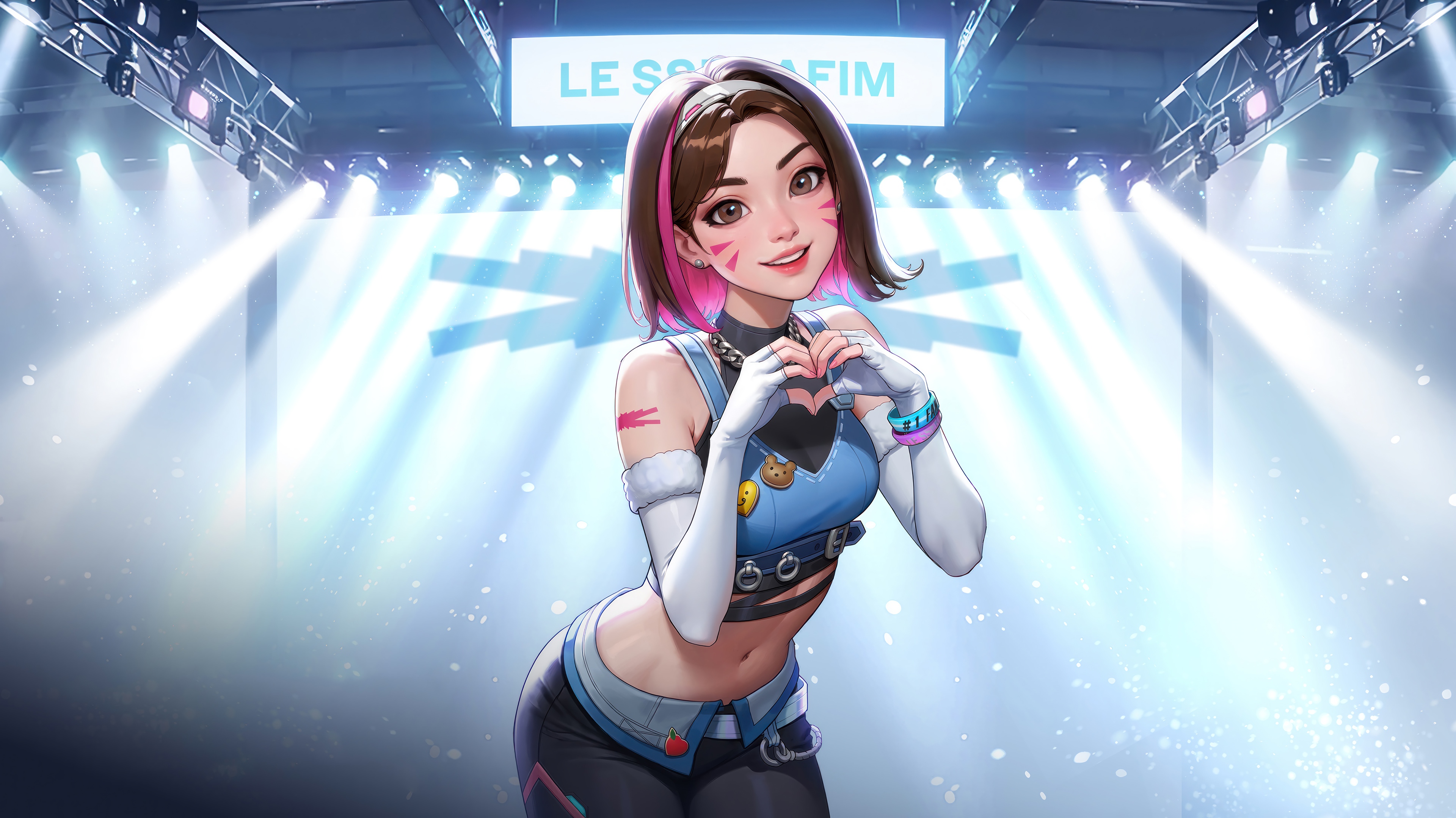 D.Va from Overwatch 2 and Le Sserafim in 4K HD Wallpaper