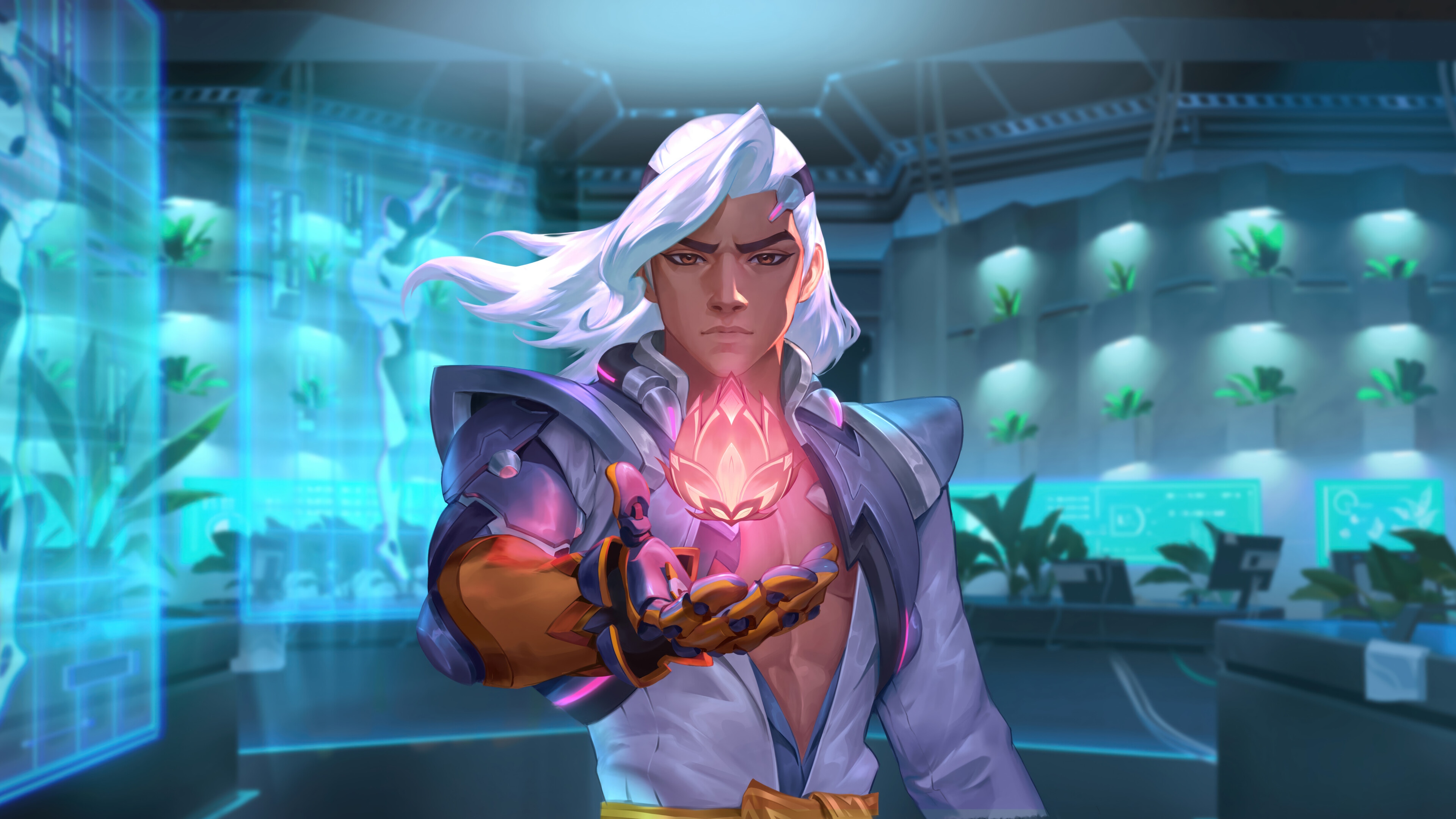 Lifeweaver holding a glowing lotus in Overwatch 2 4K HD Wallpaper
